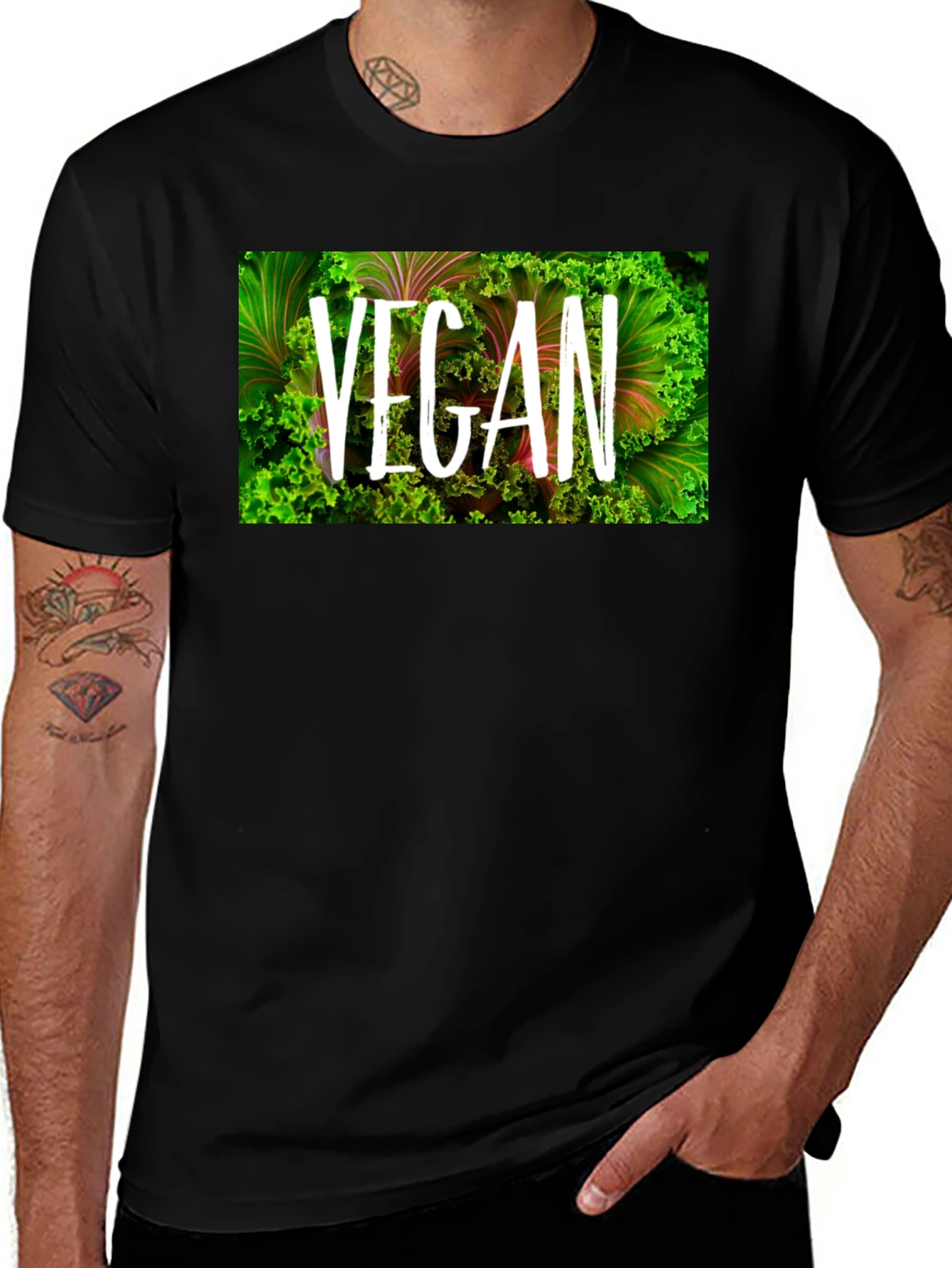Black Vegan Graphic T-Shirt - Healthy Lifestyle Tee main image