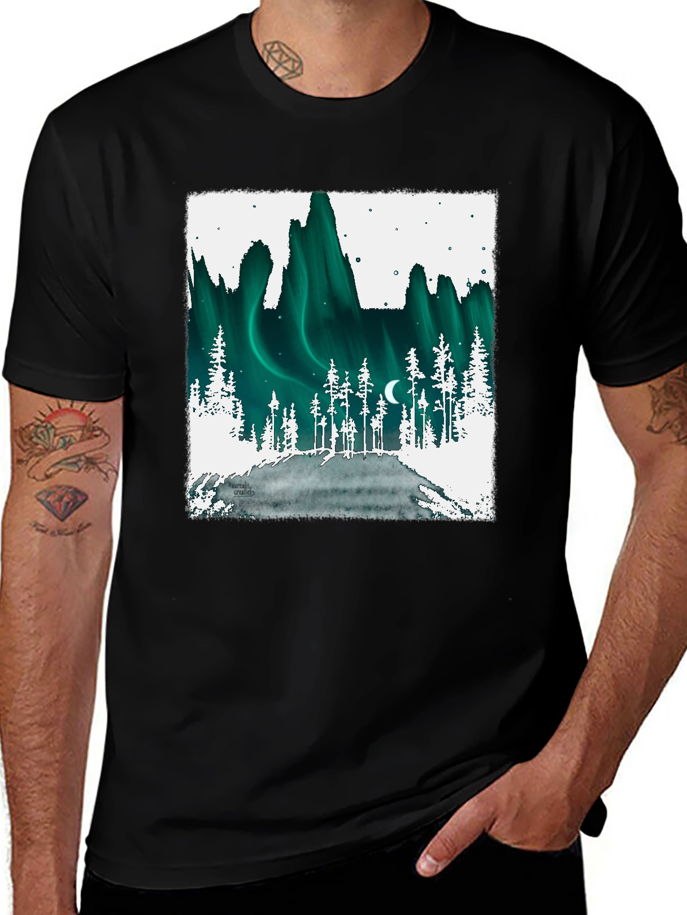 Variant 29 of Aurora Borealis Graphic Tee - Black