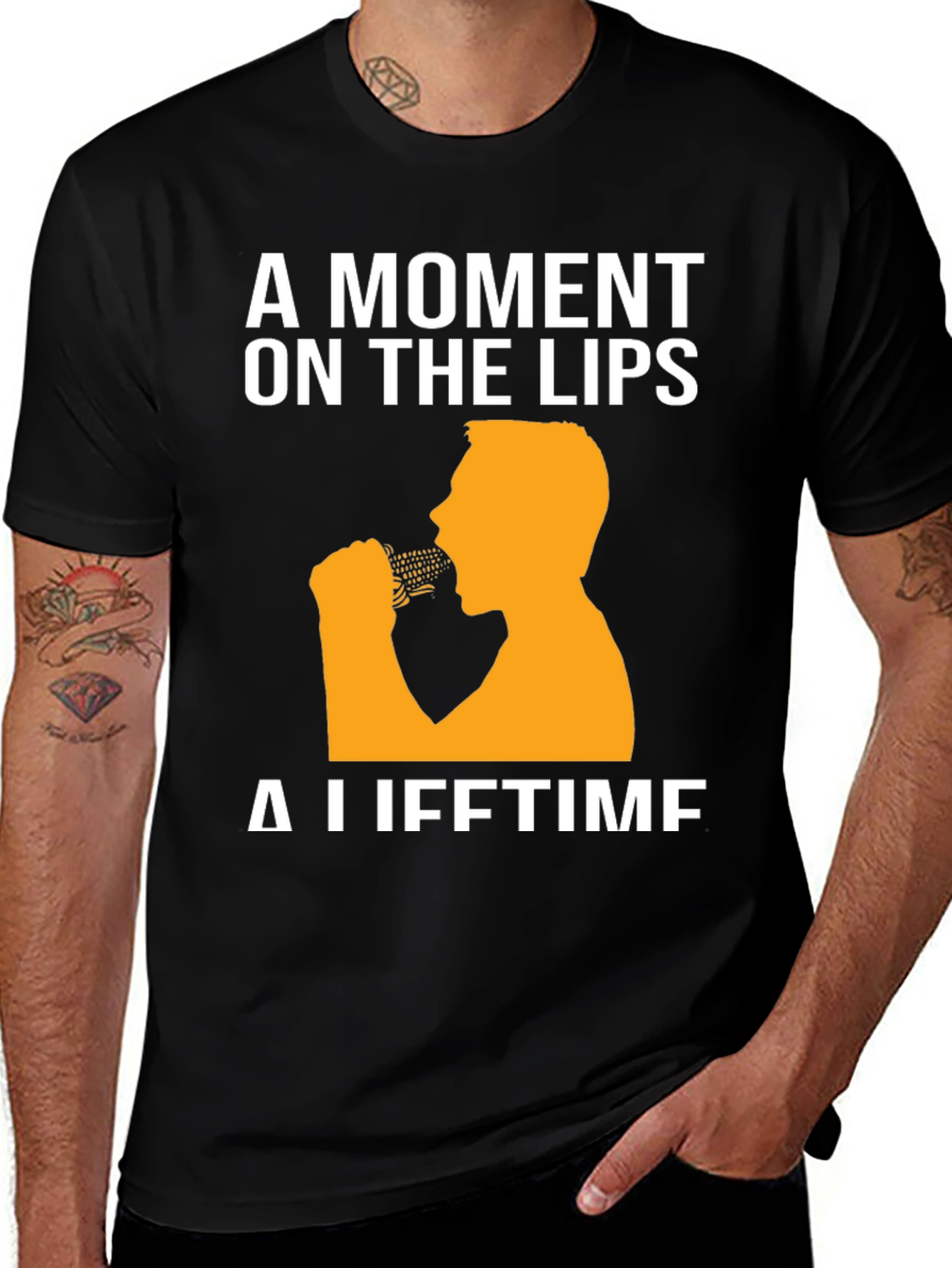 Variant 5 of A Moment On The Lips, A Lifetime Men's Black T-Shirt