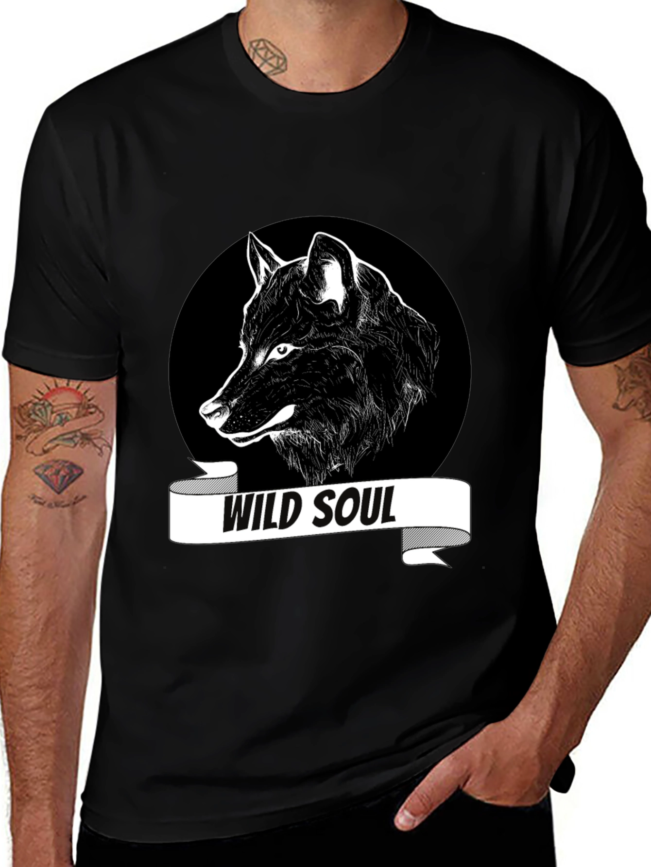 Variant 6 of Wild Soul Wolf Graphic Tee - Black