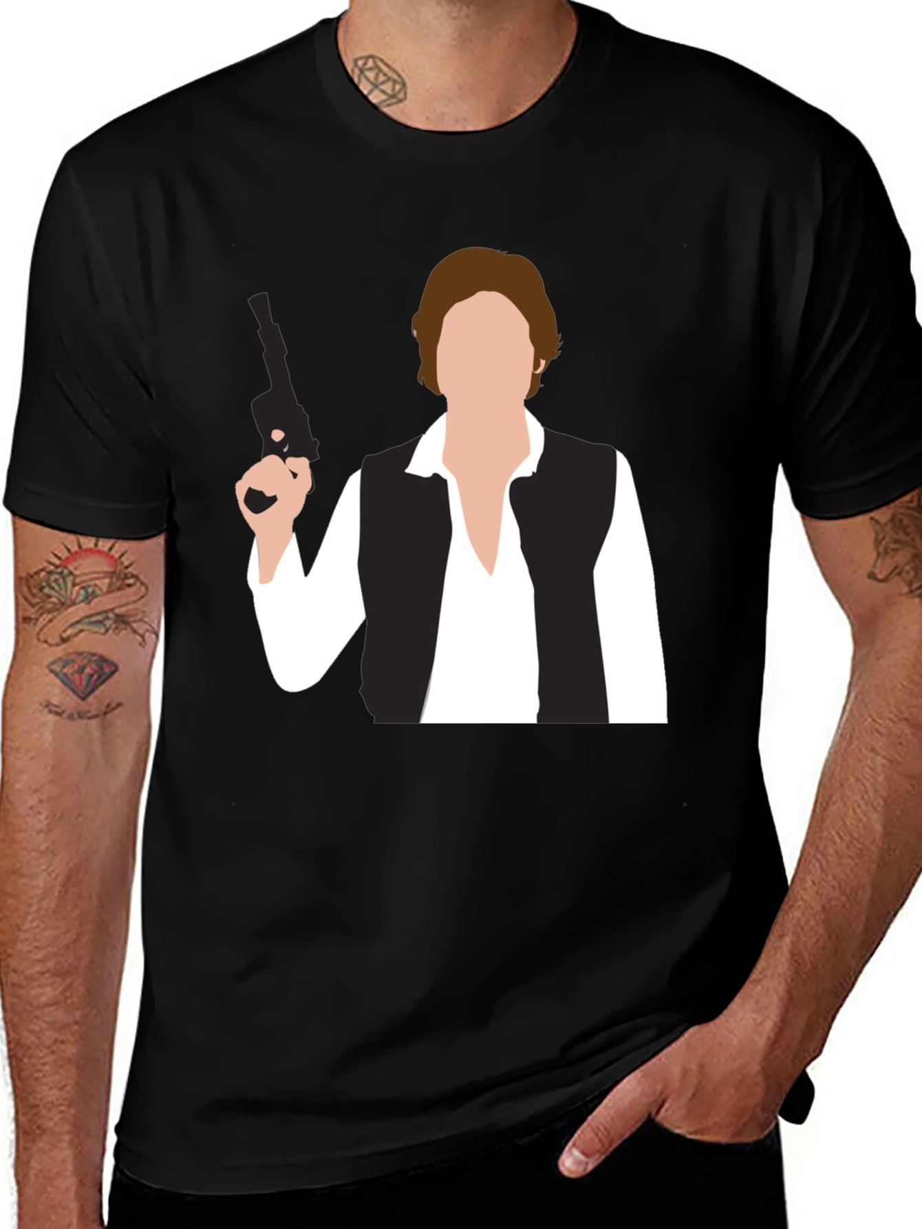 Star Wars Han Solo Graphic T-Shirt - Black Cotton Blend