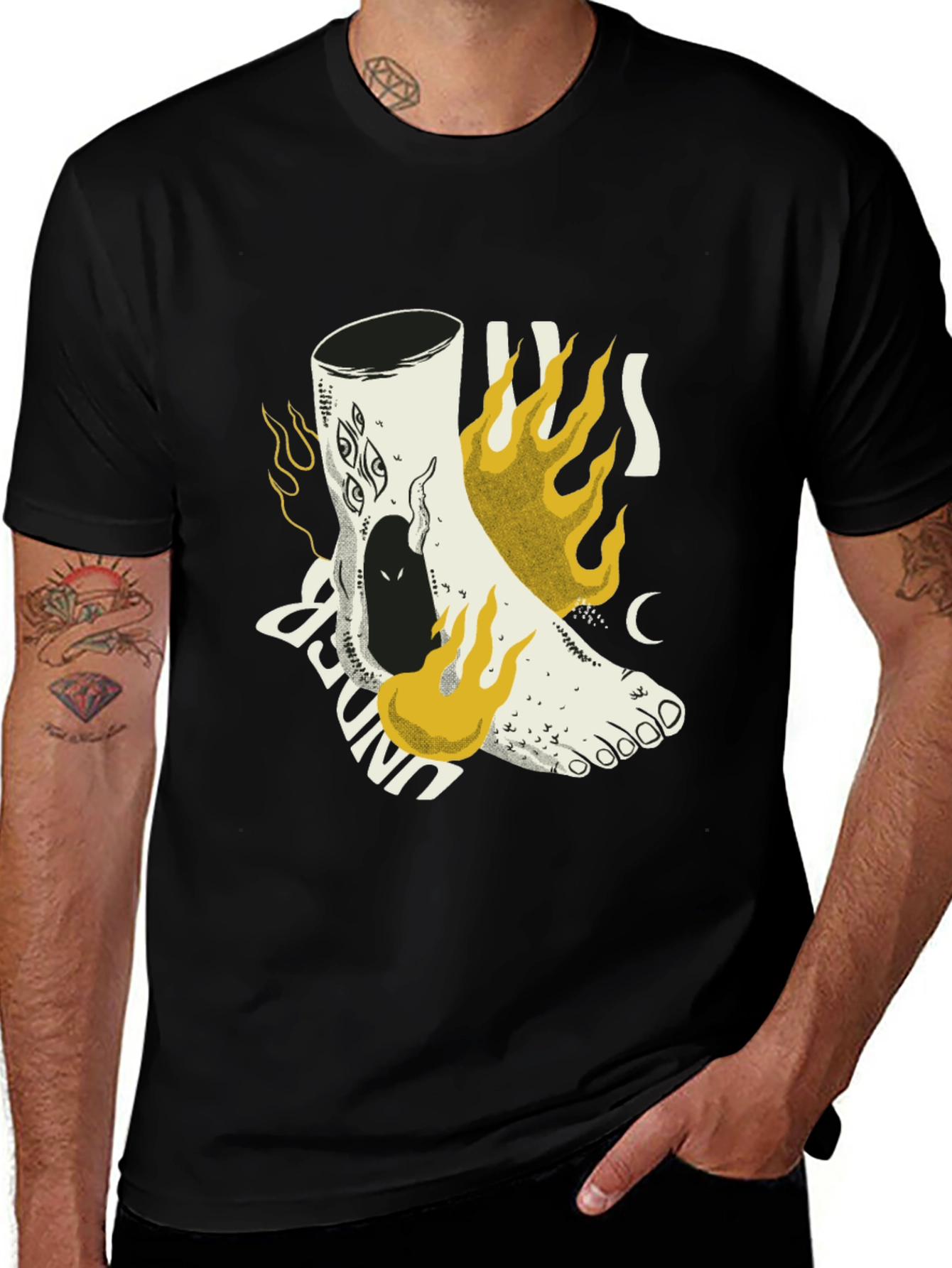 Variant 29 of Under Your Feet Graphic Tee - Black Cotton T-Shirt