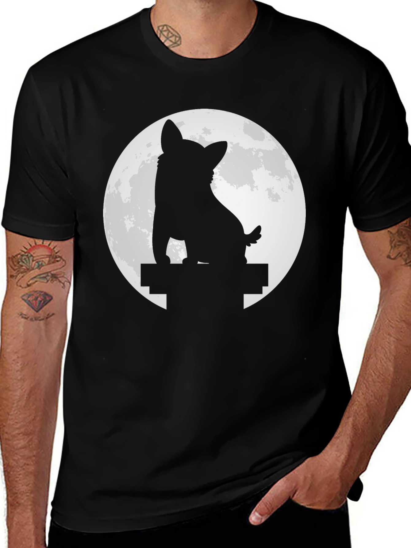 Variant 12 of Dog Moon Silhouette Graphic T-Shirt