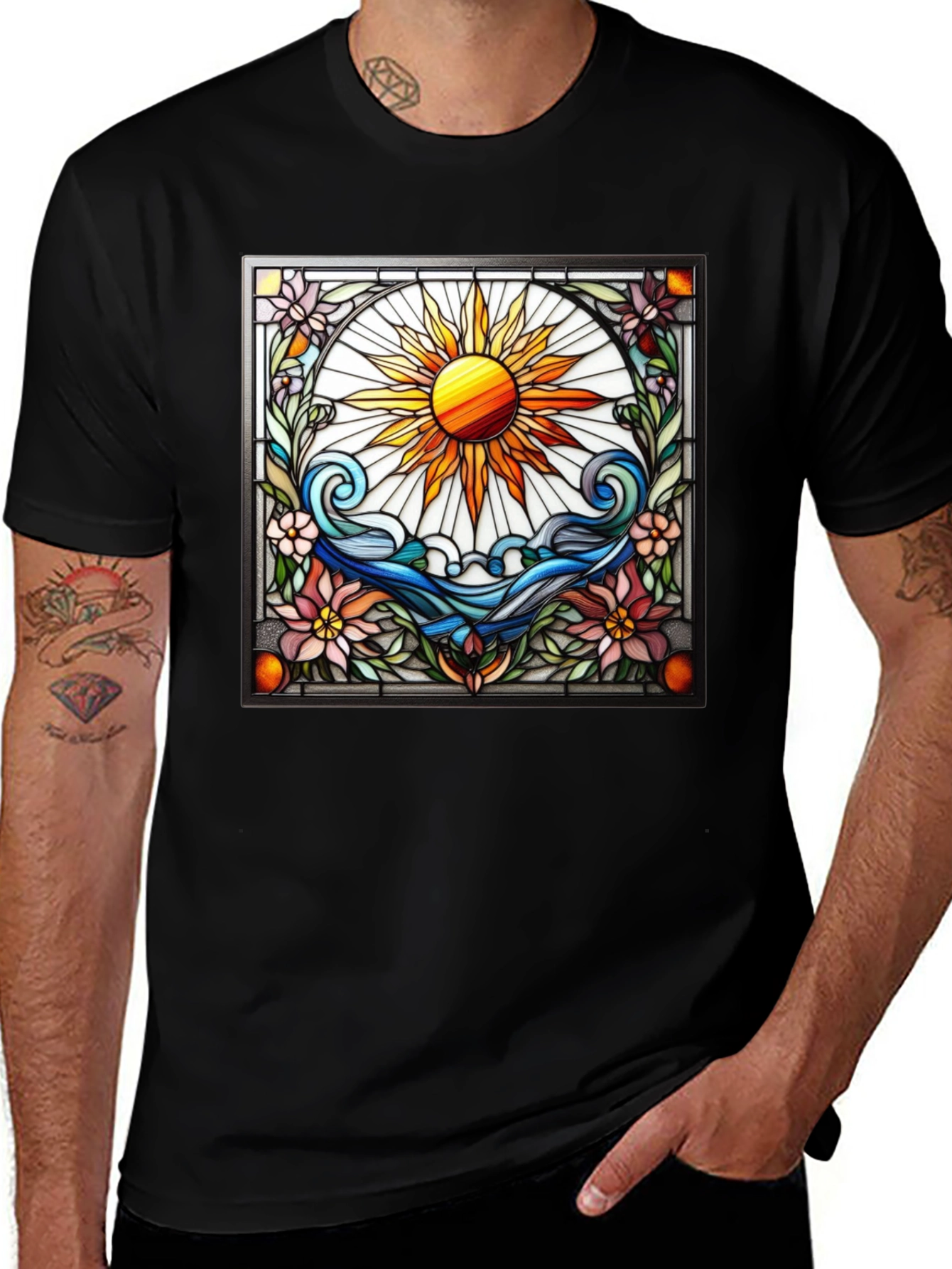 Variant 9 of Stained Glass Sun Graphic Tee