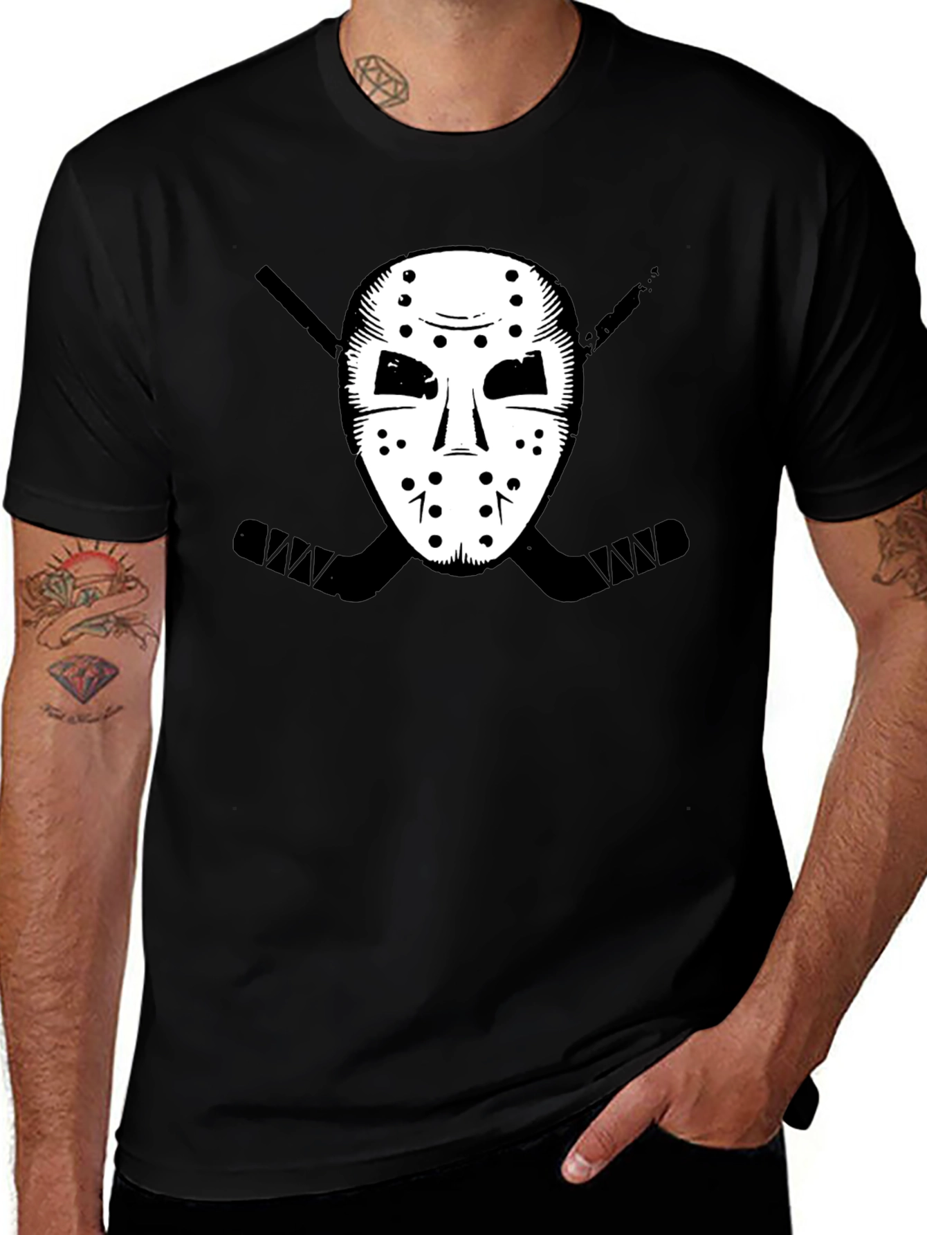 Variant 16 of Hockey Mask Graphic Tee - Black T-Shirt