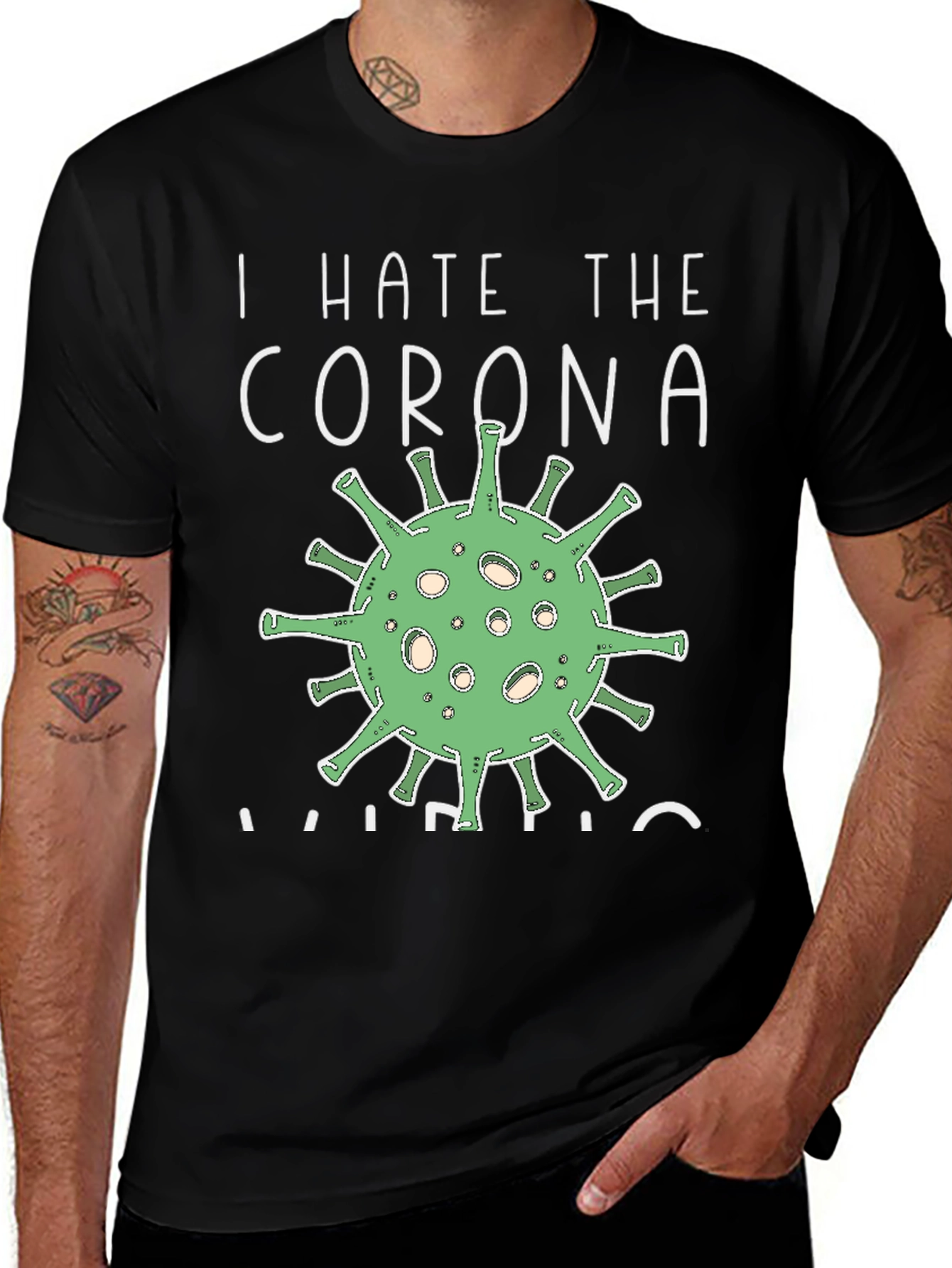 Variant 20 of I Hate the Corona Virus Graphic Tee - Black