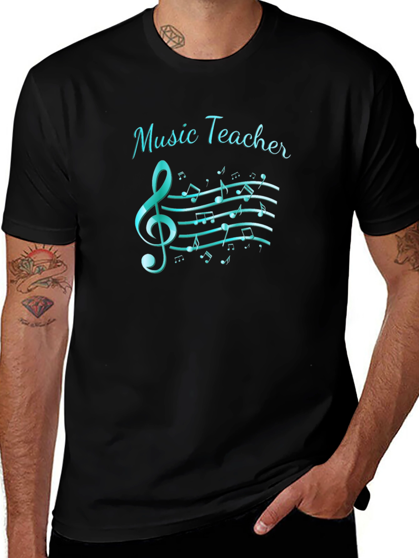 Music Teacher T-Shirt: Treble Clef & Notes