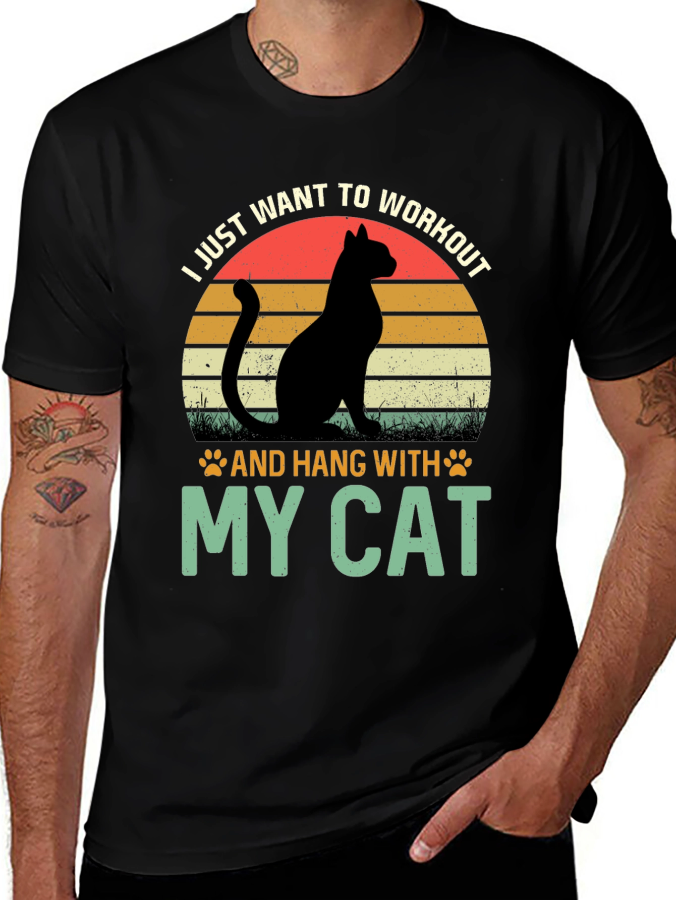 Variant 15 of Workout & Hang With My Cat T-Shirt