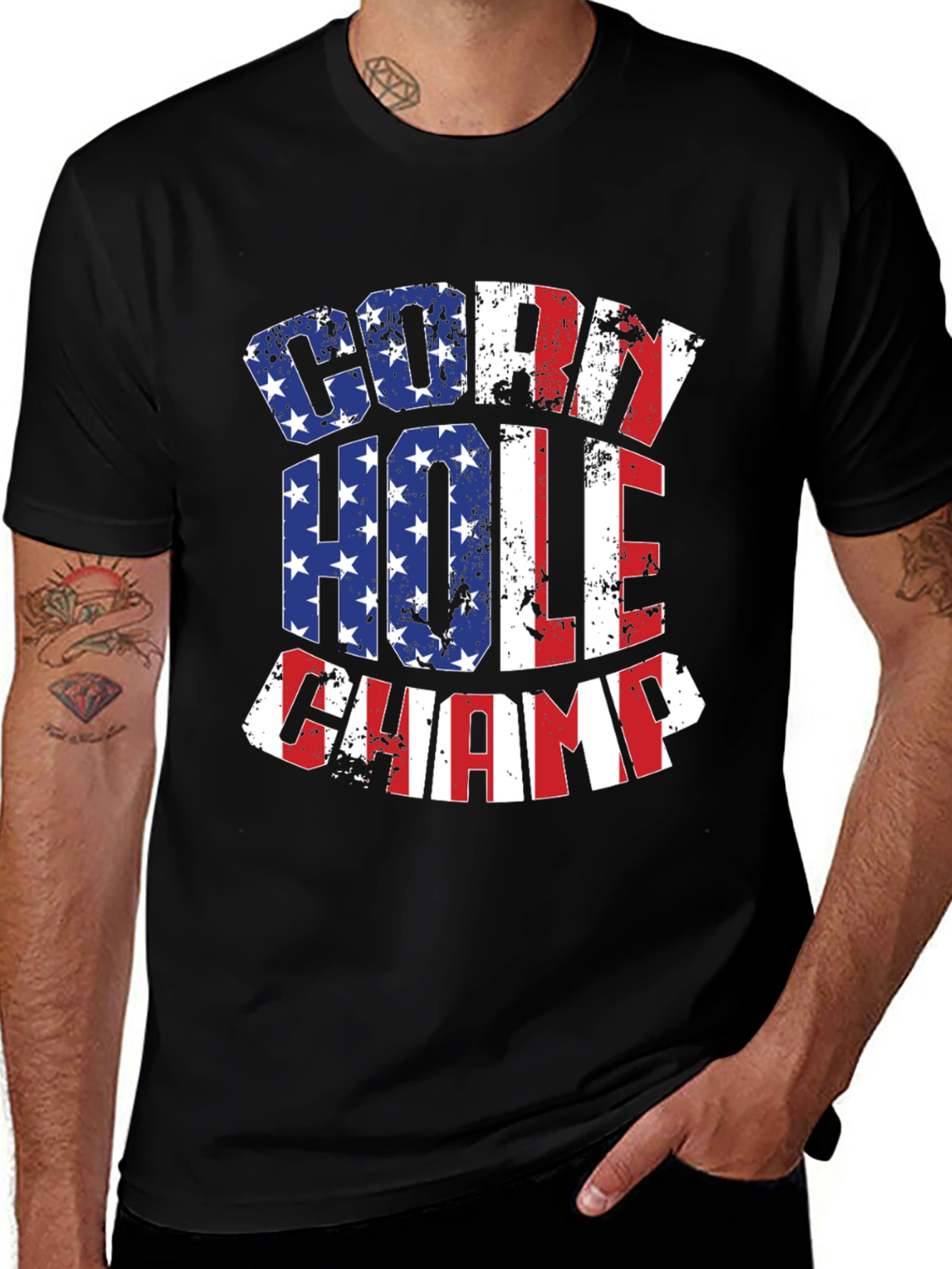Variant 23 of Cornhole Champ USA Flag T-Shirt