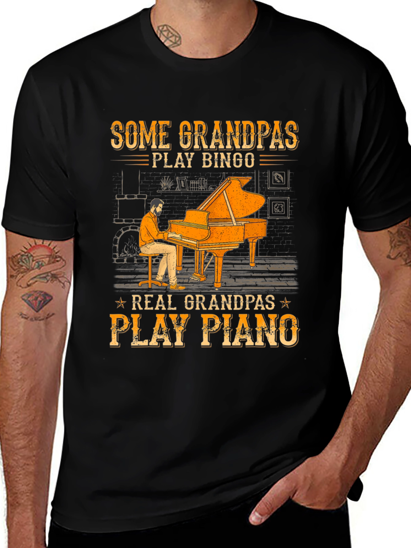 Variant 28 of Grandpa Piano Player Graphic Tee - Cool Grandparent Gift