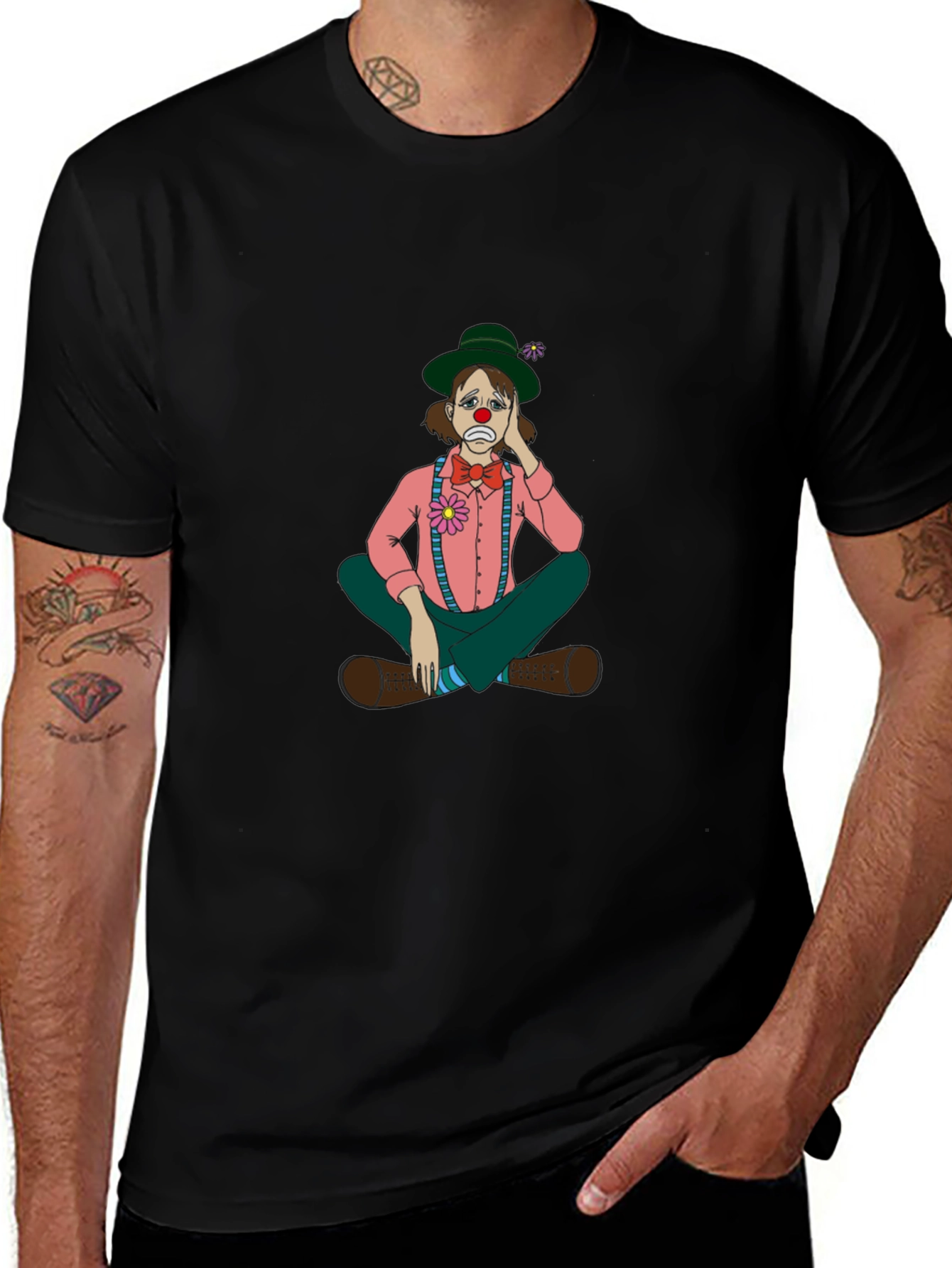 Variant 10 of Sad Clown Graphic Tee - Unisex Black Cotton Blend T-Shirt