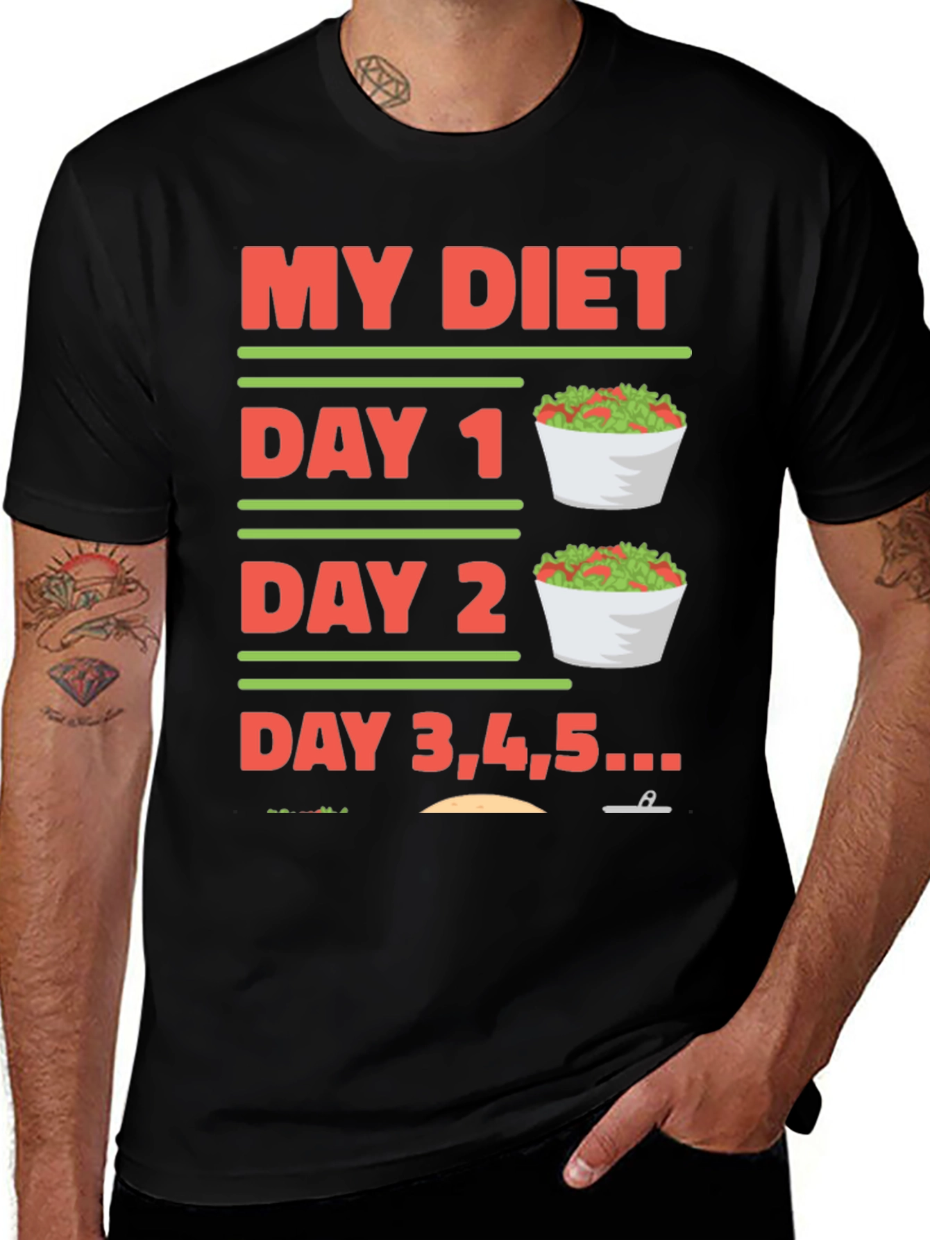 Variant 28 of Funny Diet T-Shirt - Salad to Tacos