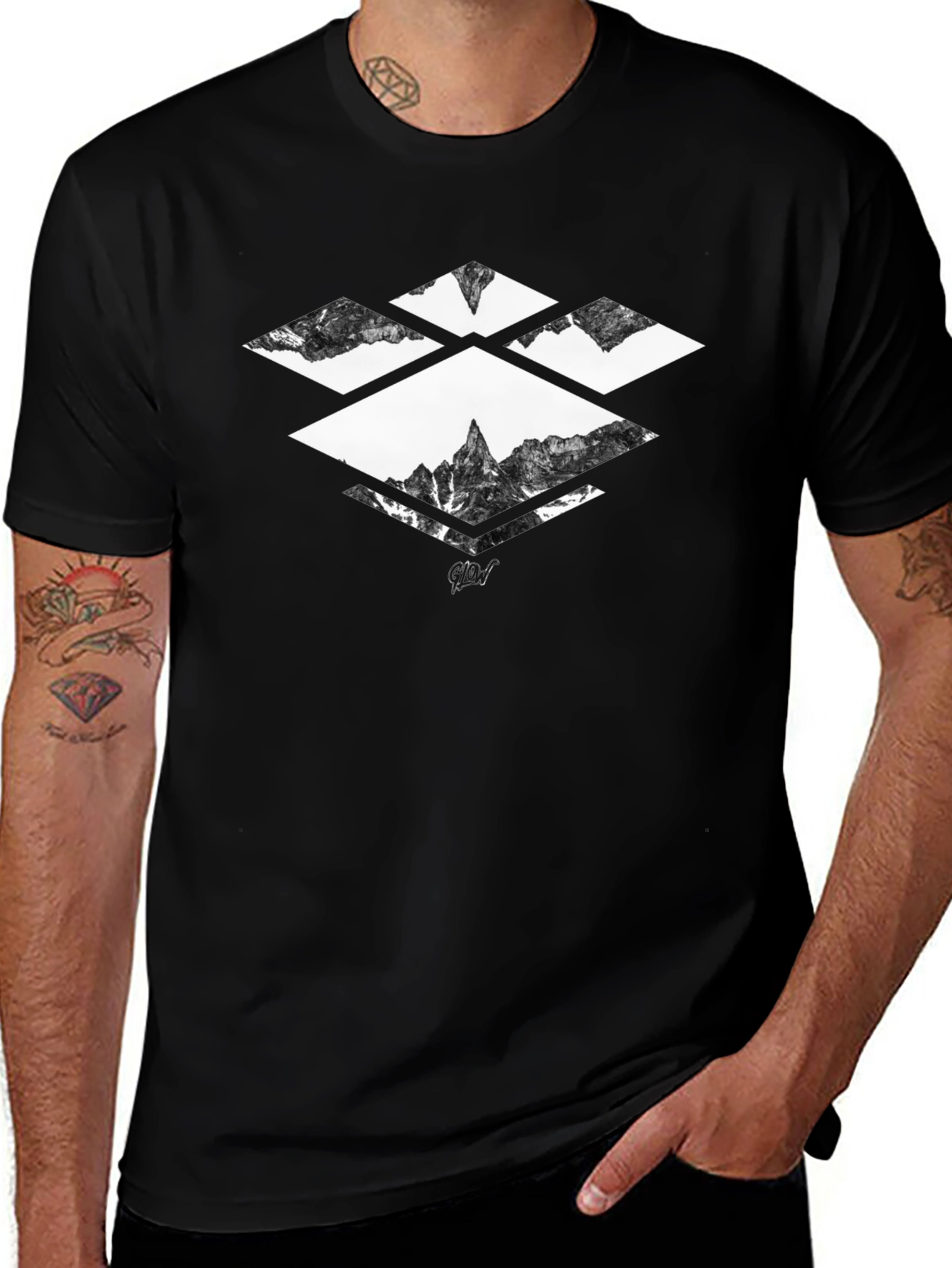 Variant 29 of Geometric Mountain Graphic Tee - Black