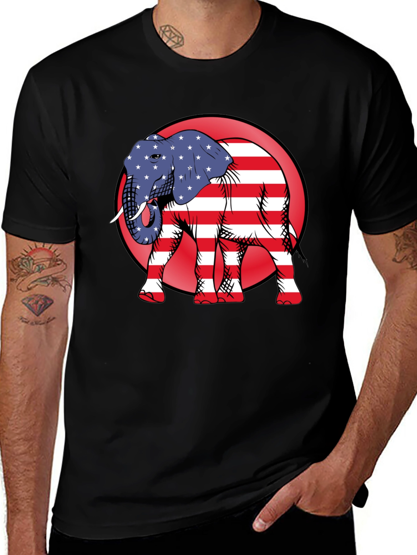 Variant 23 of Patriotic Elephant Graphic T-Shirt
