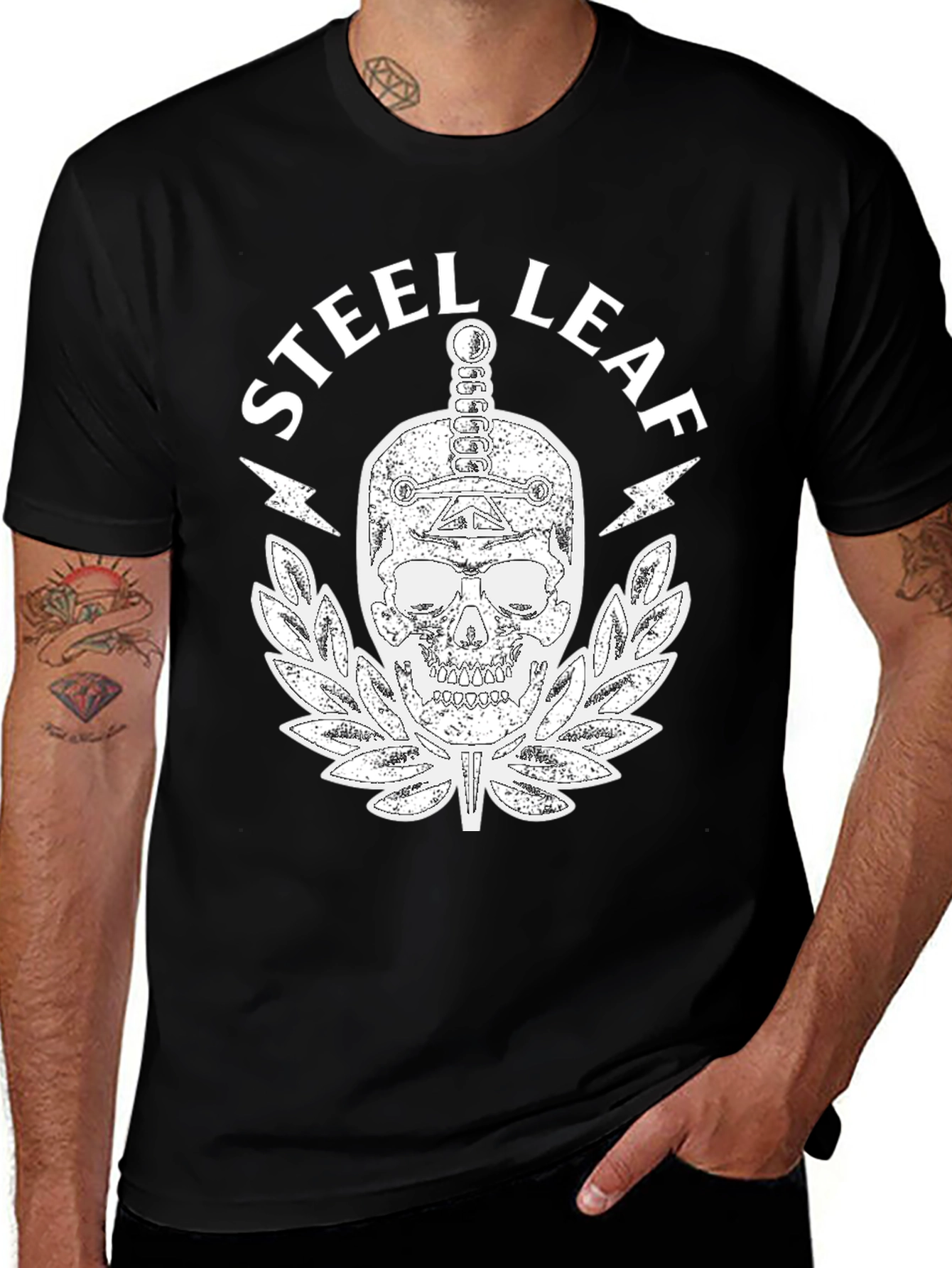 Variant 11 of Steel Leaf Skull Graphic T-Shirt