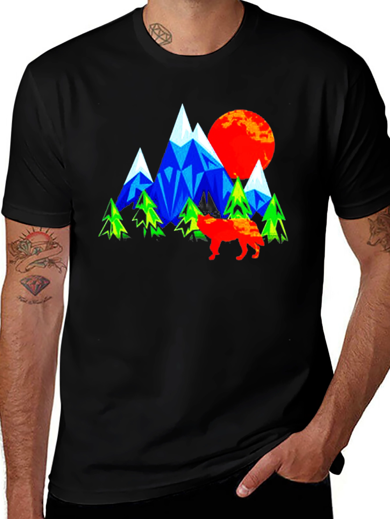 Variant 19 of Geometric Mountain Wolf Graphic T-Shirt