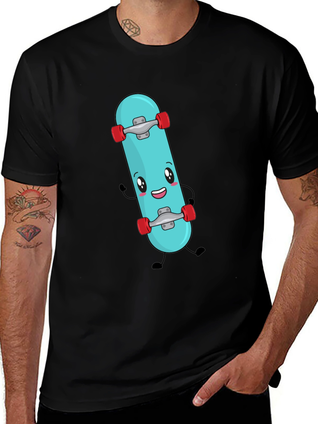 Variant 6 of Cute Skateboard Graphic Tee - Black