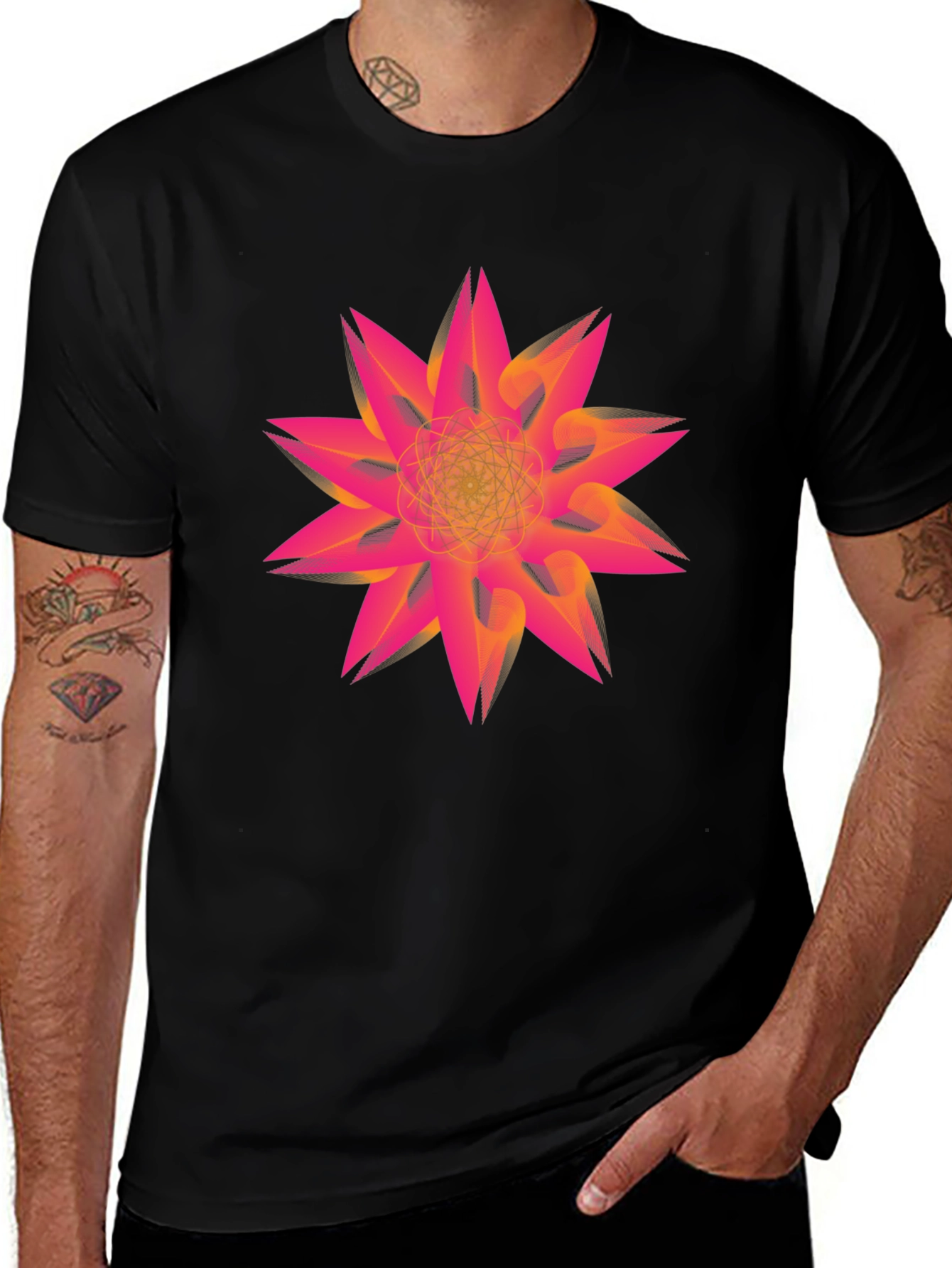 Variant 11 of Abstract Geometric Flower Graphic Print Tee