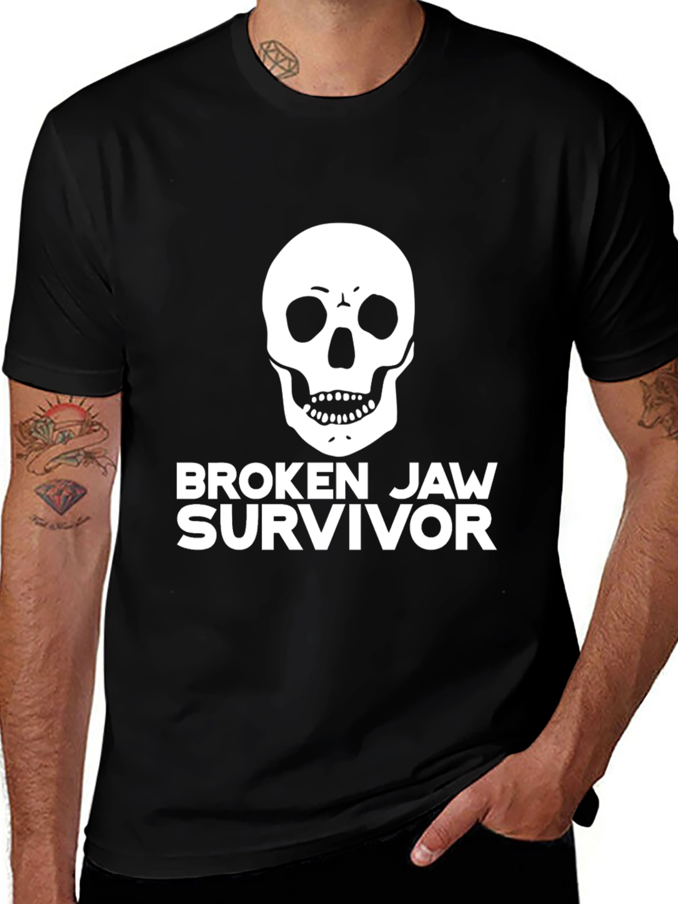 Variant 10 of Broken Jaw Survivor Skull Graphic Tee