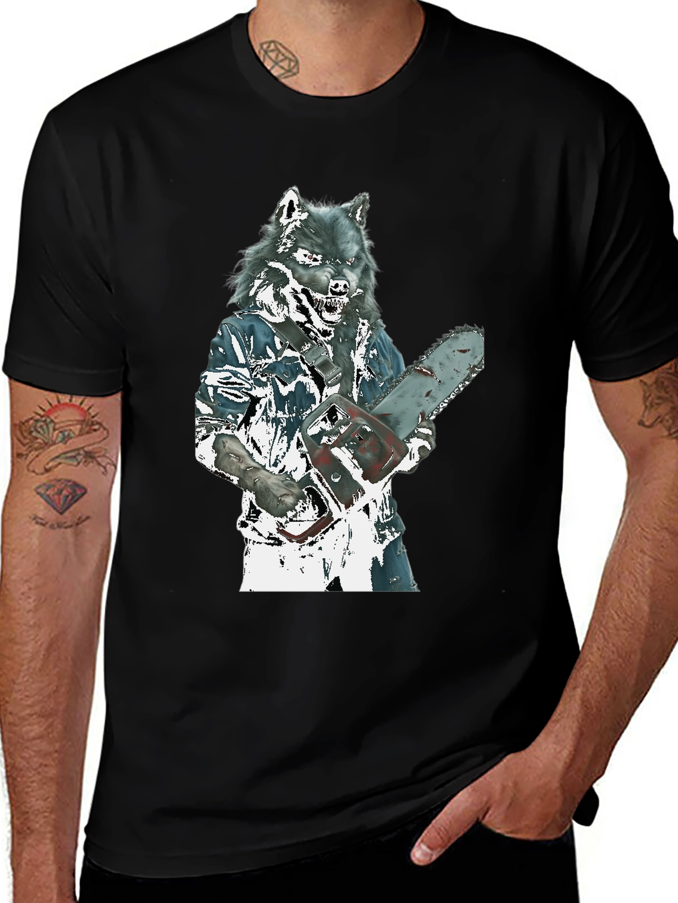 Variant 12 of Wolfman Chainsaw T-Shirt - Horror Movie Style