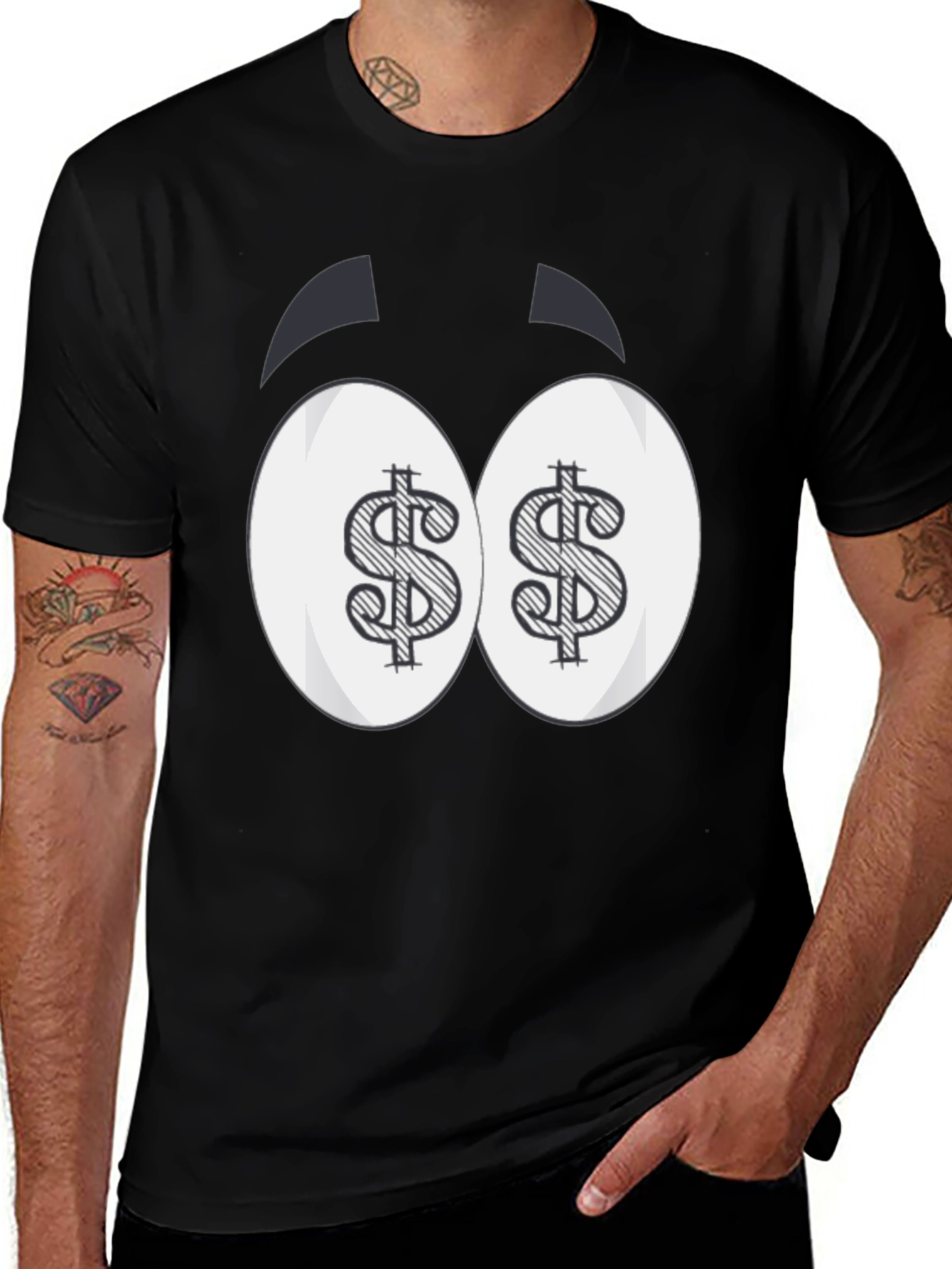 Variant 10 of Dollar Eyes Graphic Print Crew Neck T-Shirt
