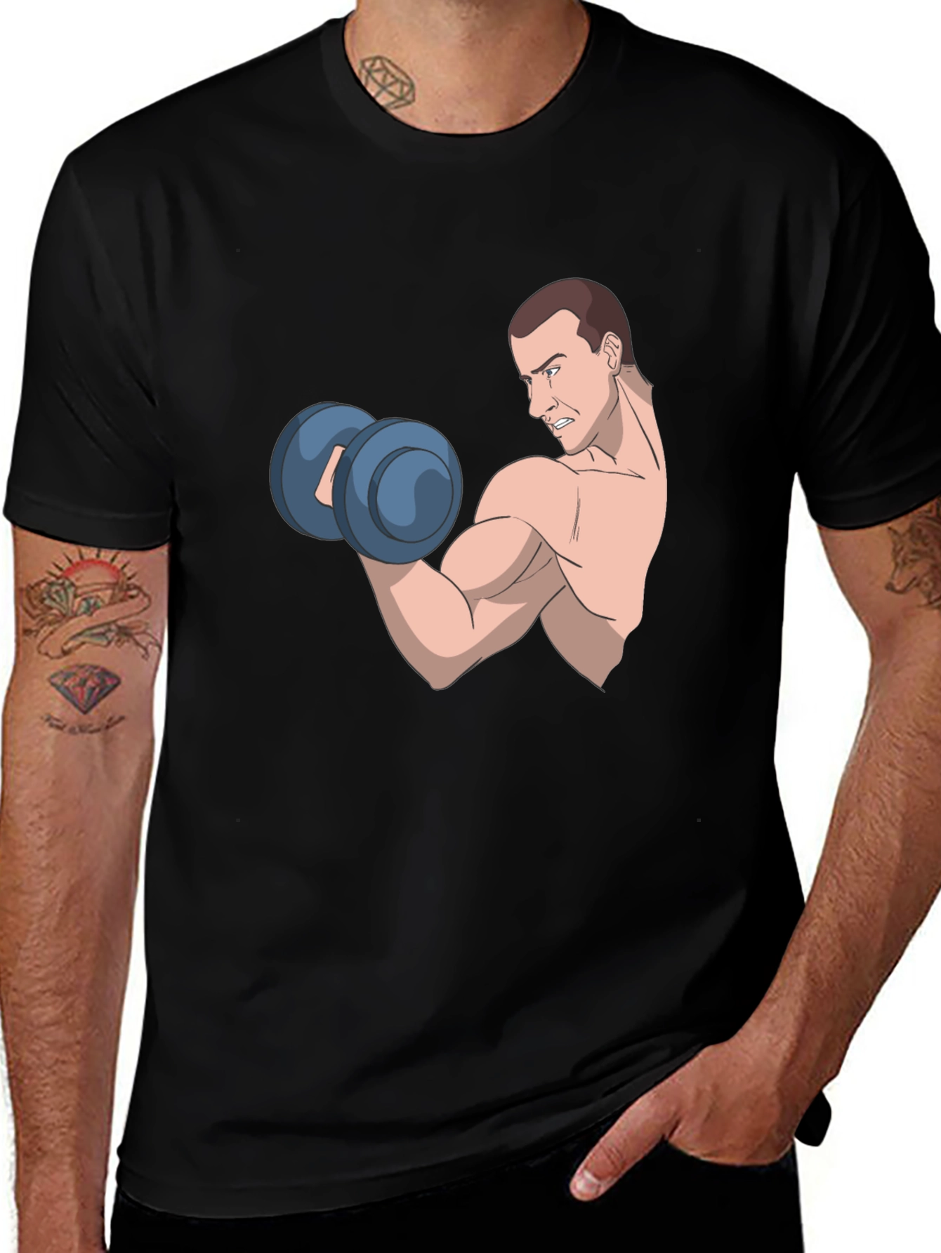 Variant 3 of Funny Cartoon Muscle Man Gym Workout T-Shirt