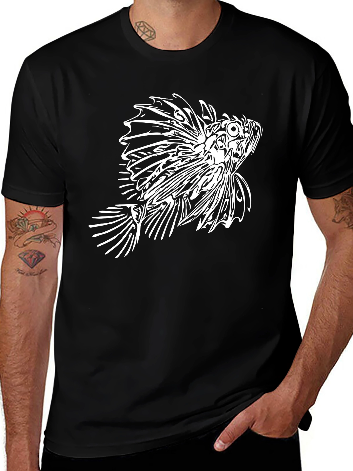 Variant 15 of Lionfish Graphic Tee - Men's Black T-Shirt