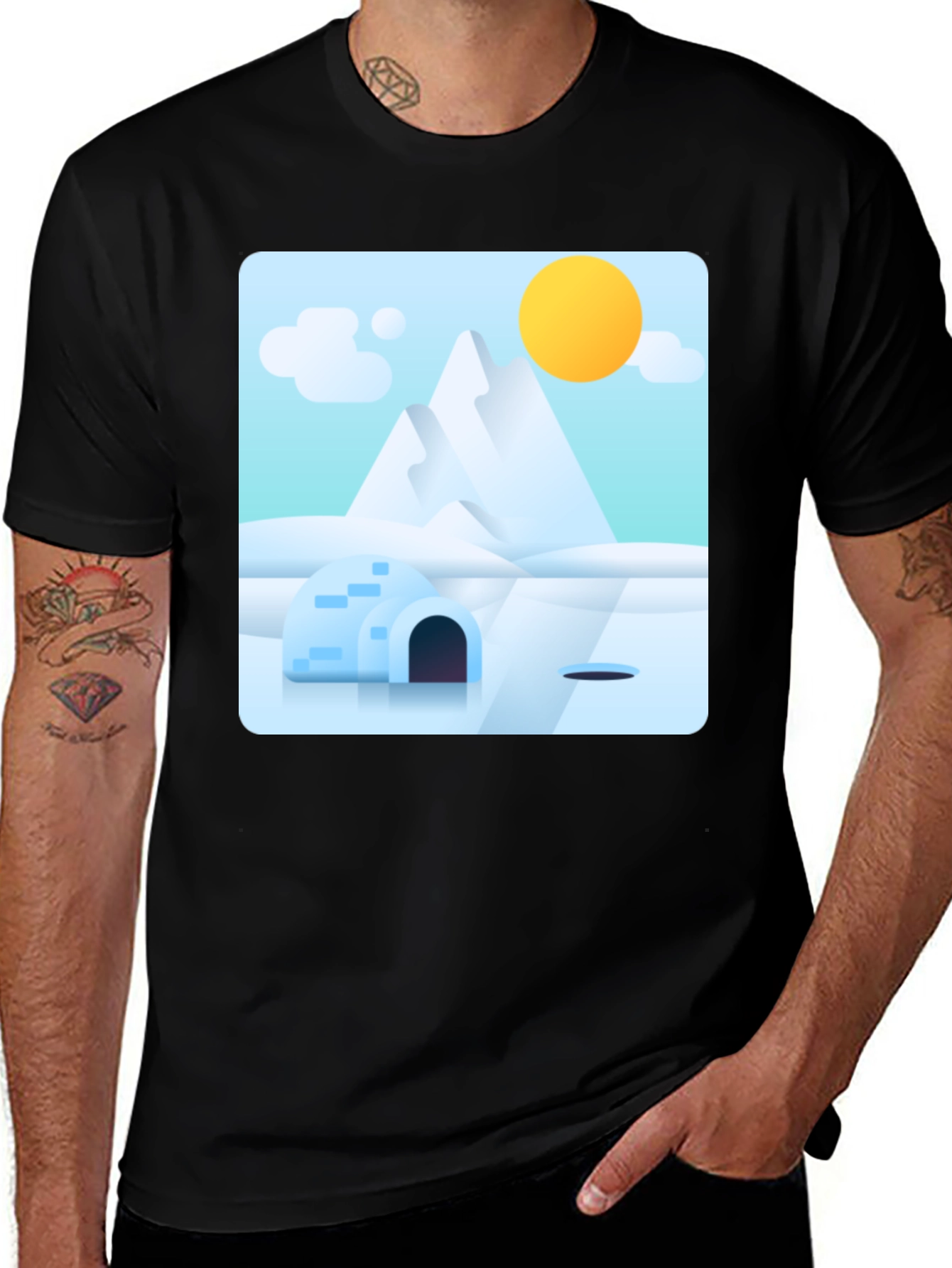 Variant 3 of Arctic Landscape Graphic Tee - Stylish Black Cotton T-Shirt