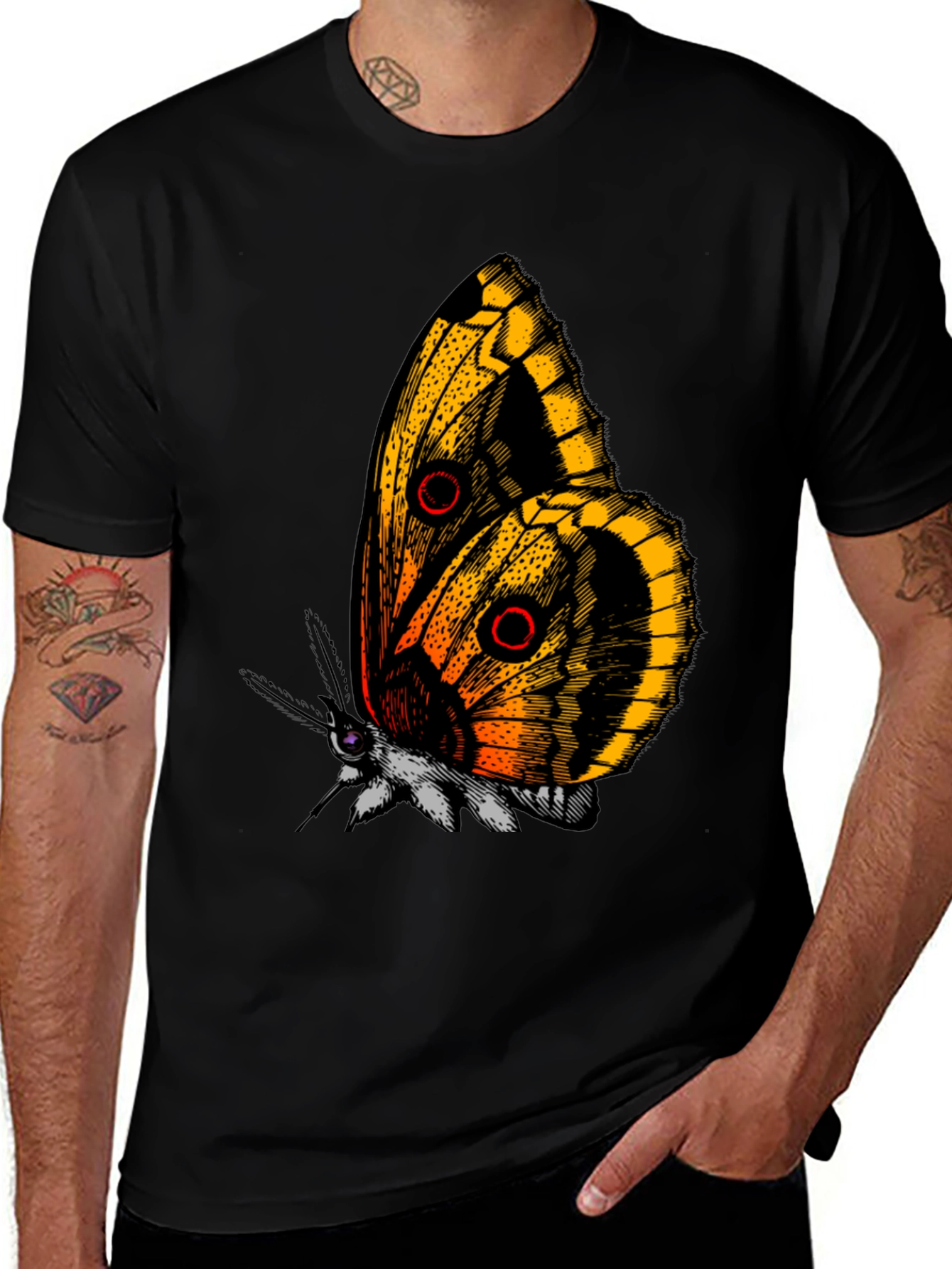Variant 14 of Butterfly Graphic Tee - Black Cotton T-Shirt