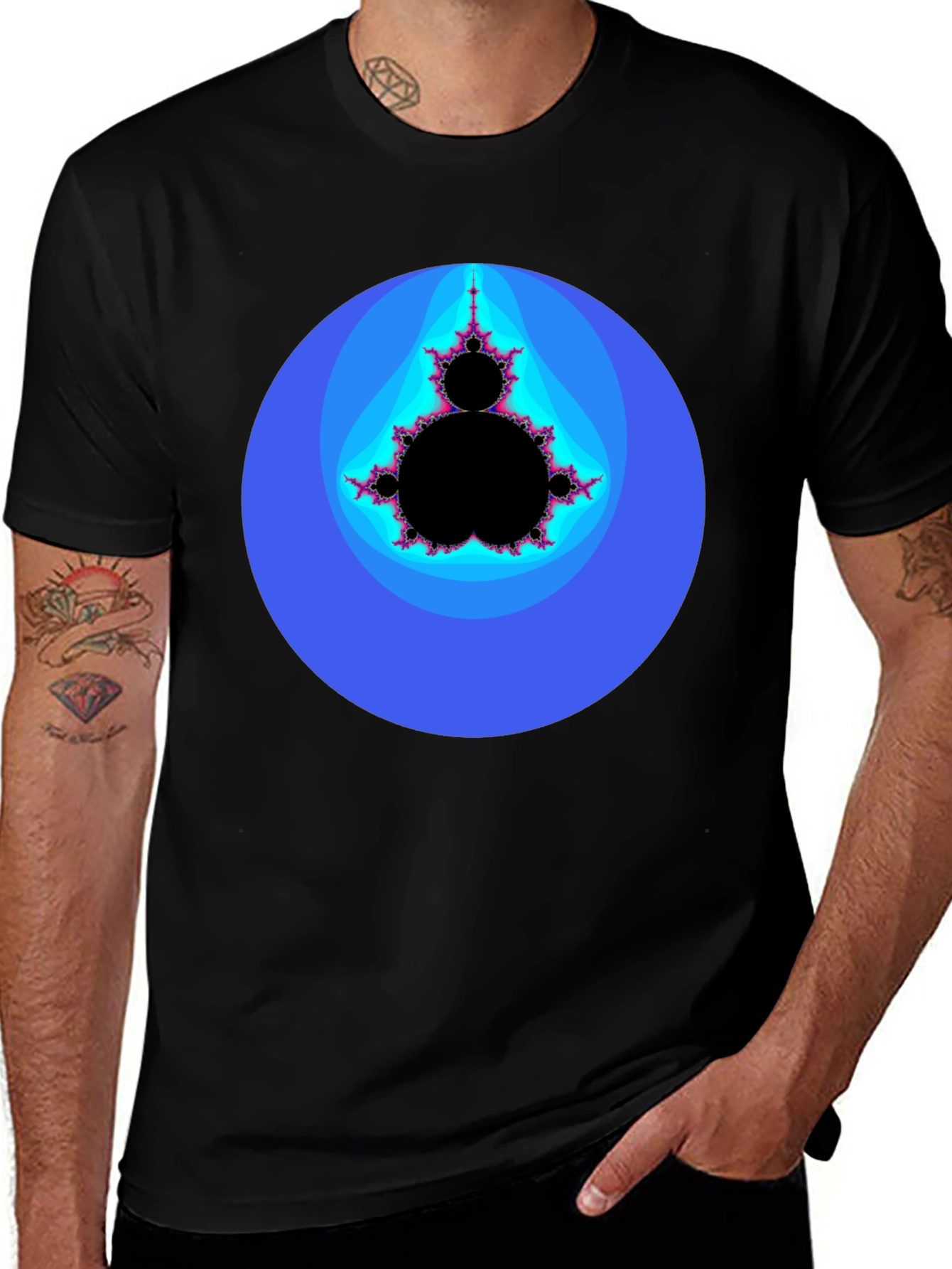 Mandelbrot Fractal Graphic Print T-Shirt - Black