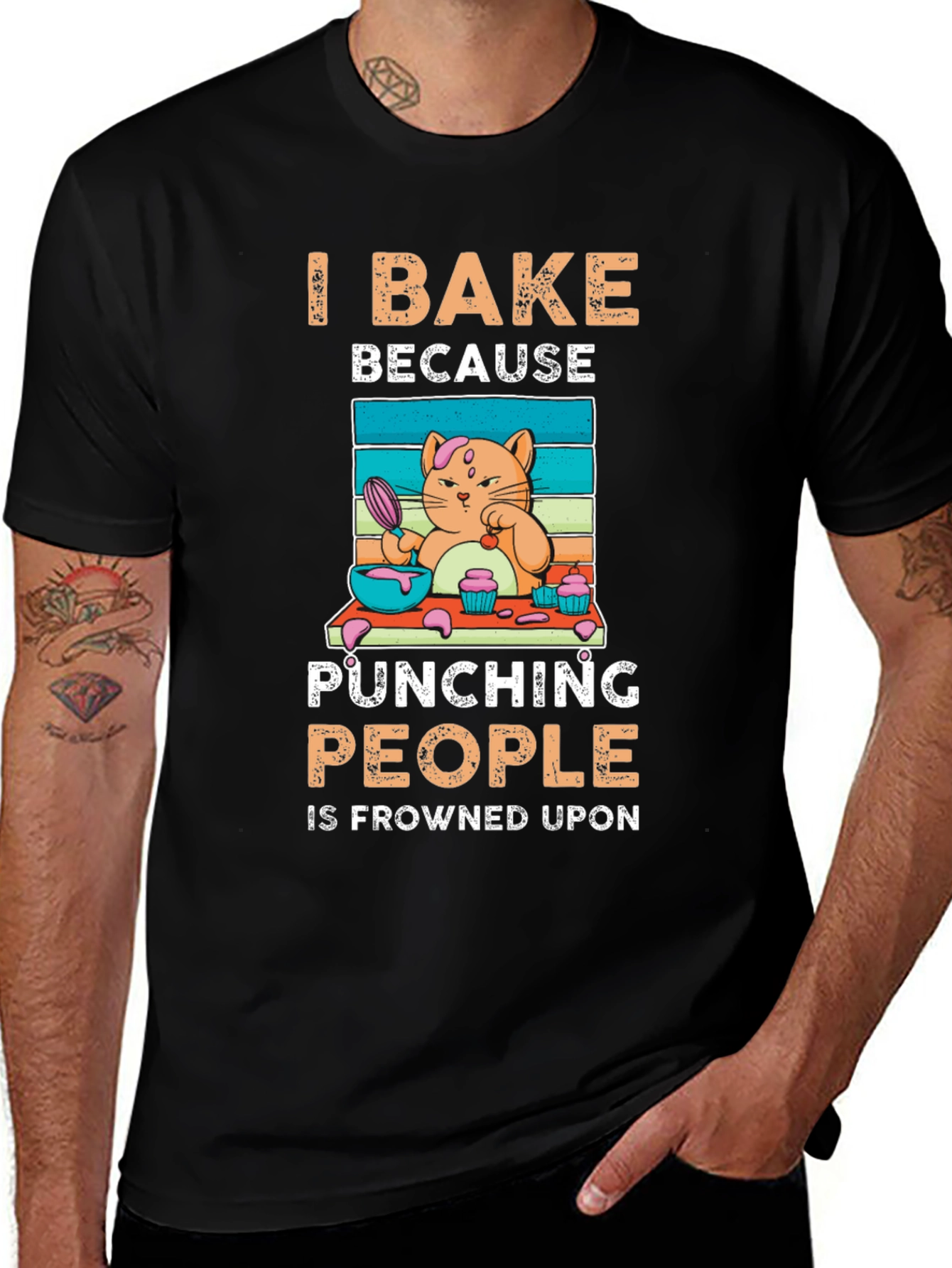 Variant 26 of I Bake Because Punching People Is Frowned Upon Cat T-Shirt