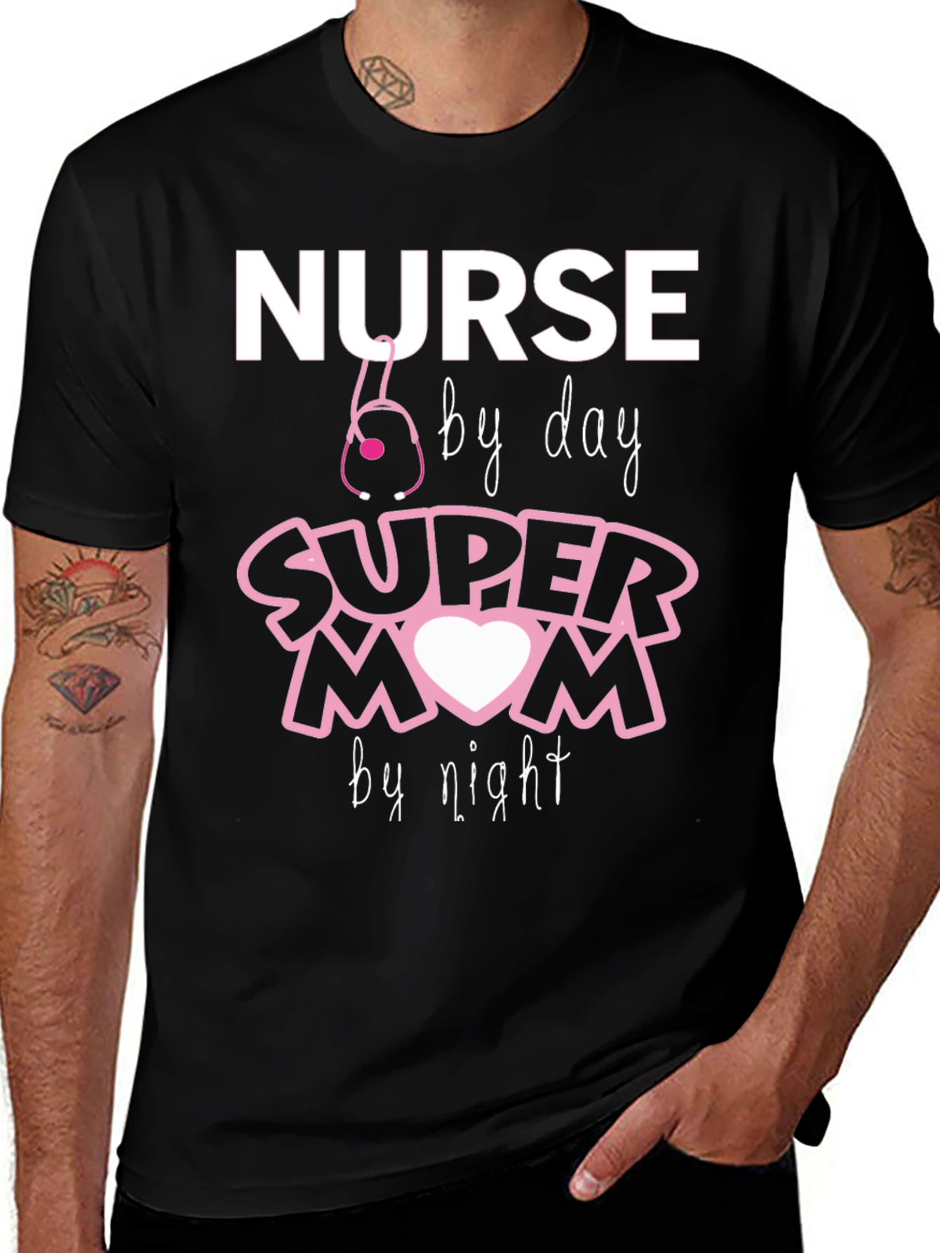 Variant 17 of Nurse Super Mom T-Shirt - Black