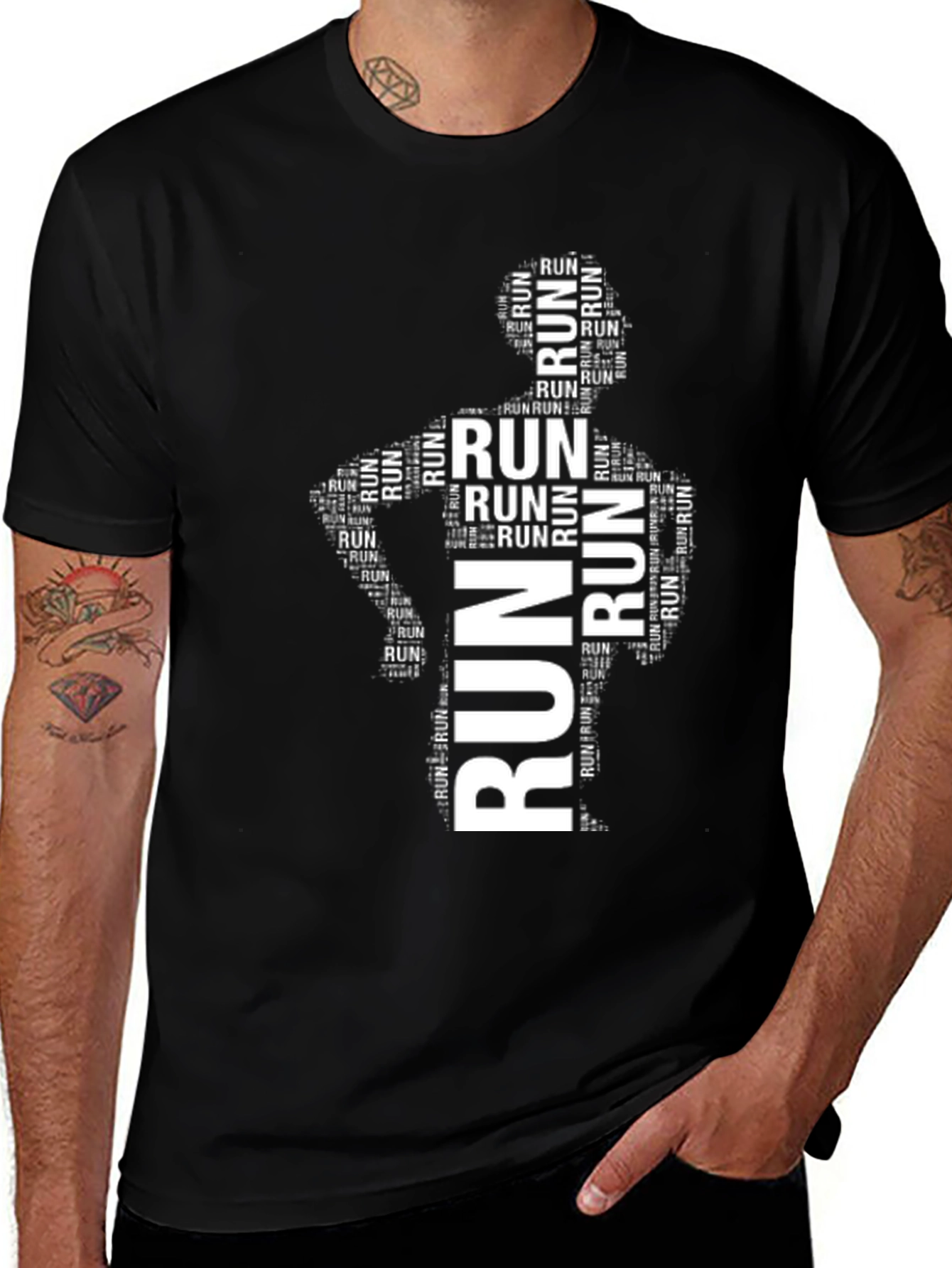 Variant 11 of Men's 'Run' Graphic Print Black T-Shirt