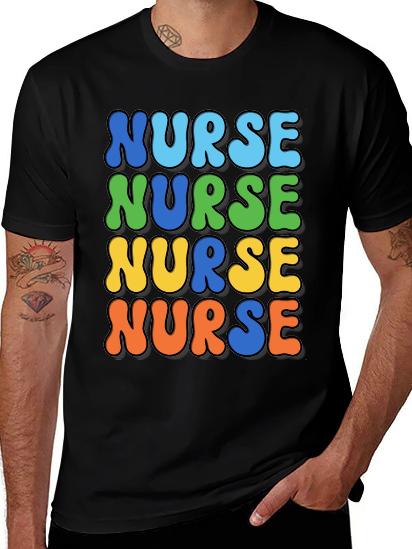 Variant 23 of Retro Nurse T-Shirt - Colorful Design