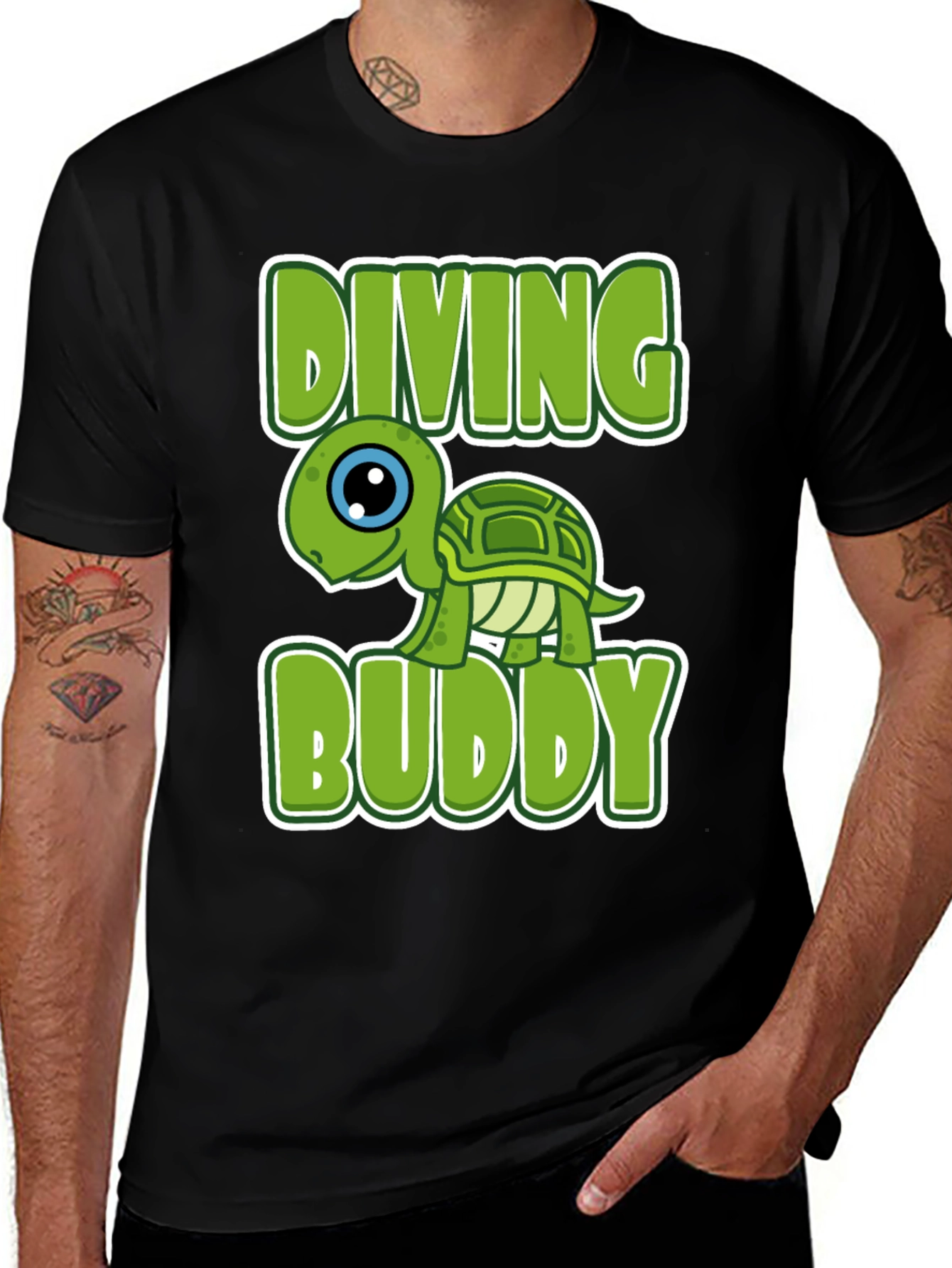 Variant 24 of Diving Buddy Turtle Graphic T-Shirt