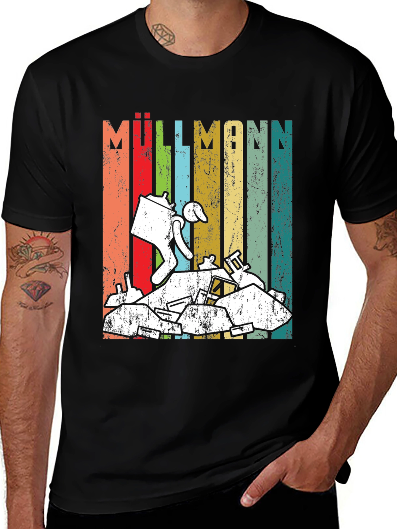 Retro Müllmann Graphic Tee - German for Garbageman