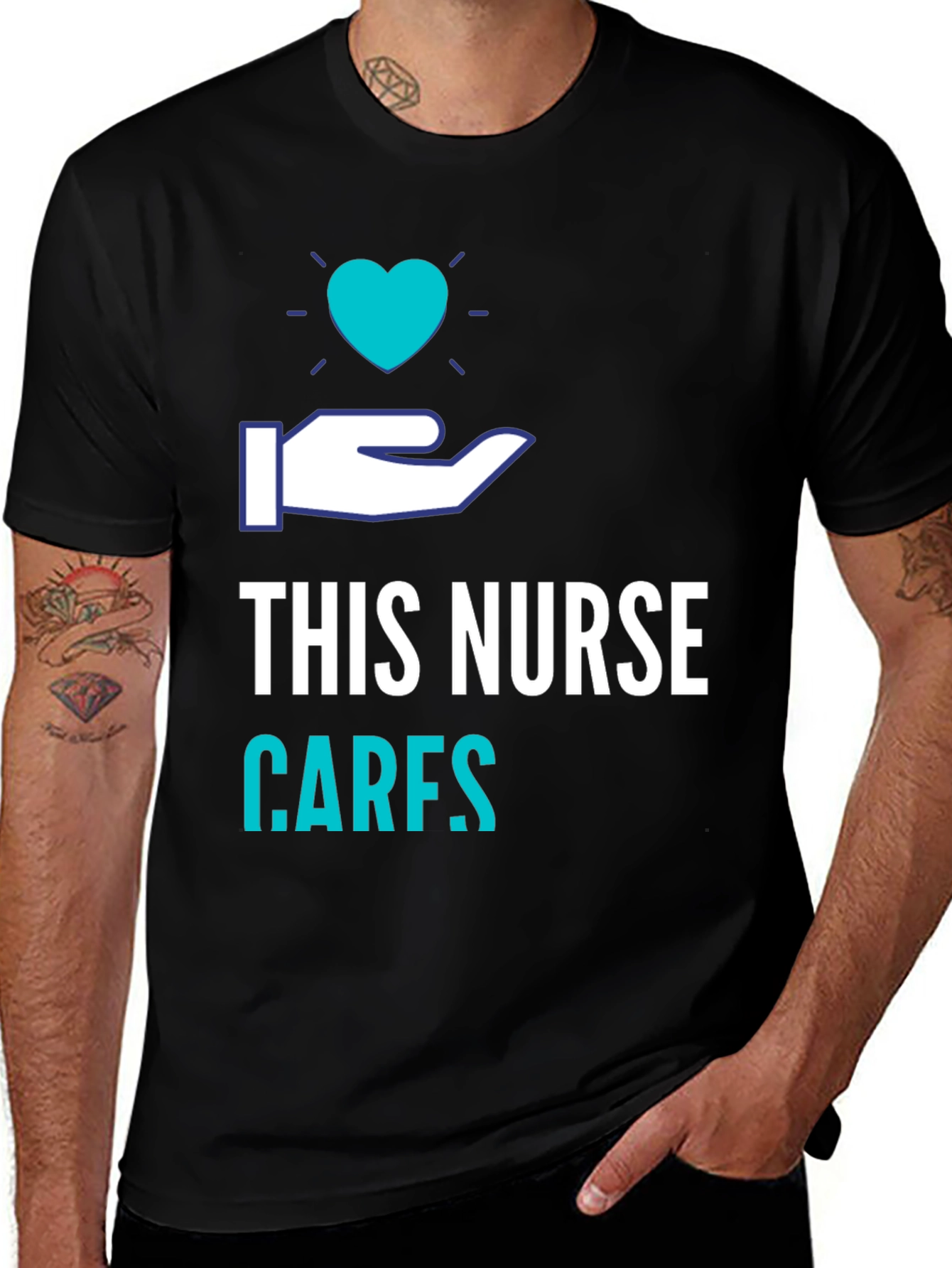 Variant 6 of This Nurse Cares T-Shirt - Heart Graphic Tee