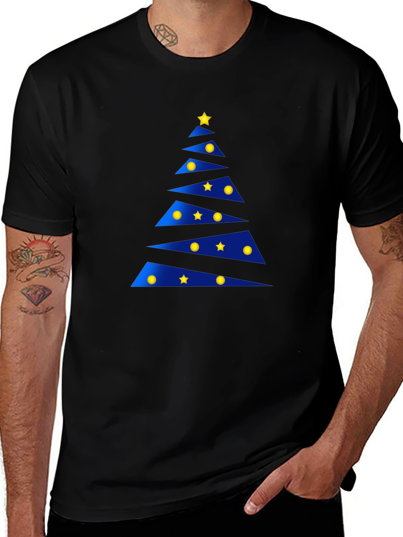 Festive Geometric Christmas Tree Graphic Tee
