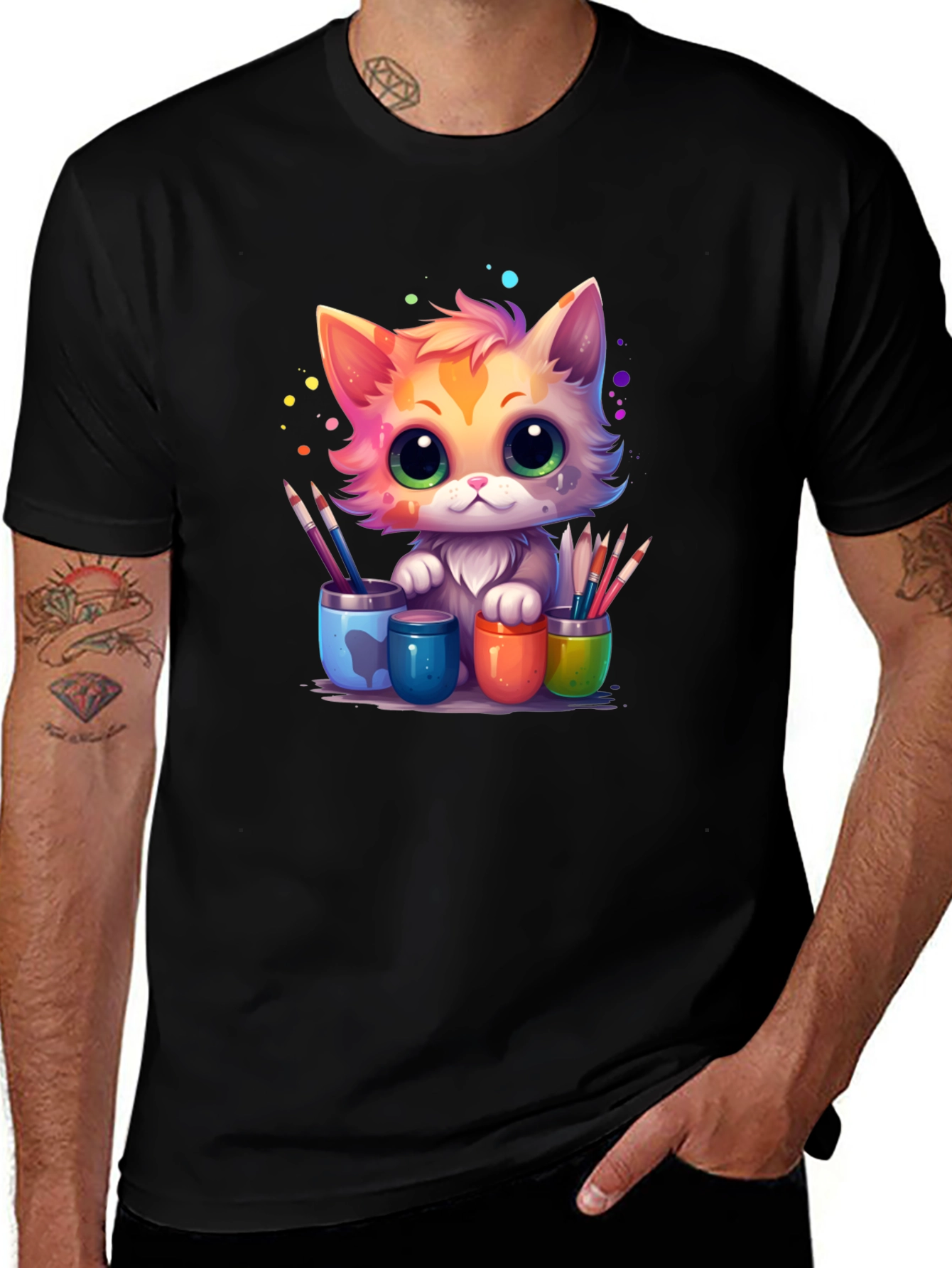 Variant 30 of Artist Cat T-Shirt - Cute & Colorful Design