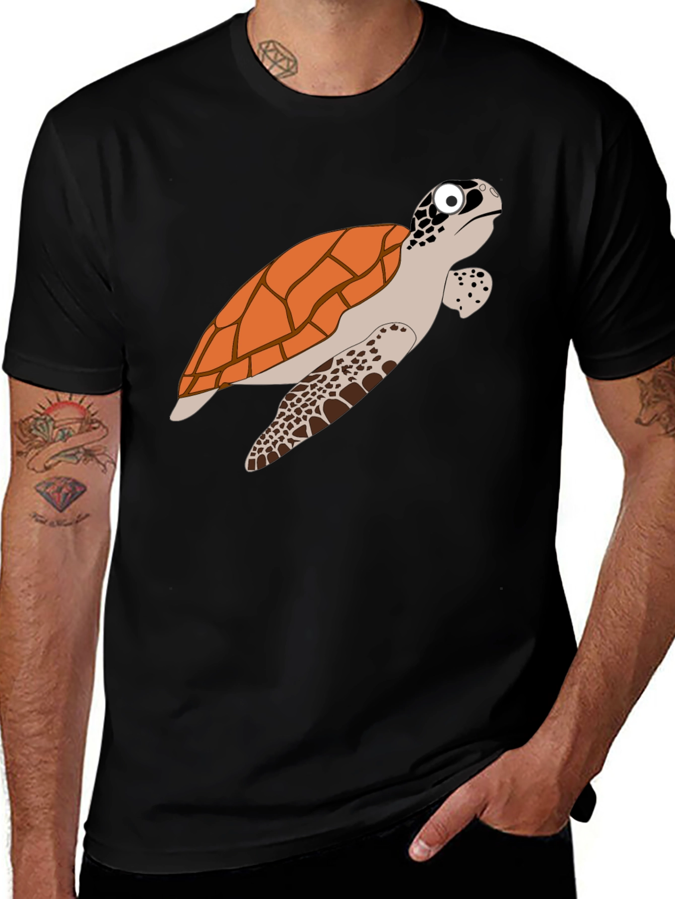 Variant 13 of Cartoon Sea Turtle Graphic Tee
