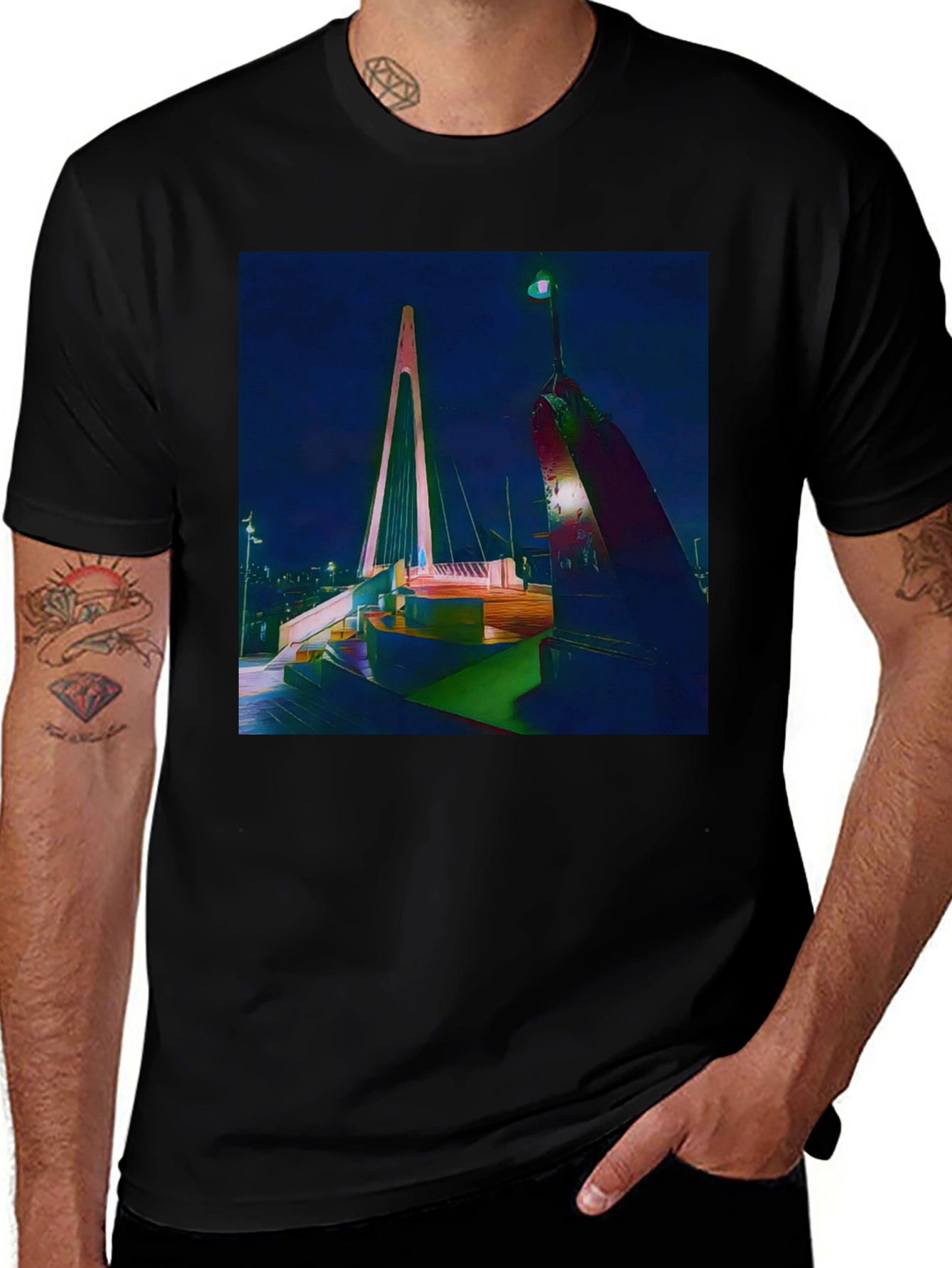 Variant 6 of Night Bridge Graphic Tee - Cool Urban Style