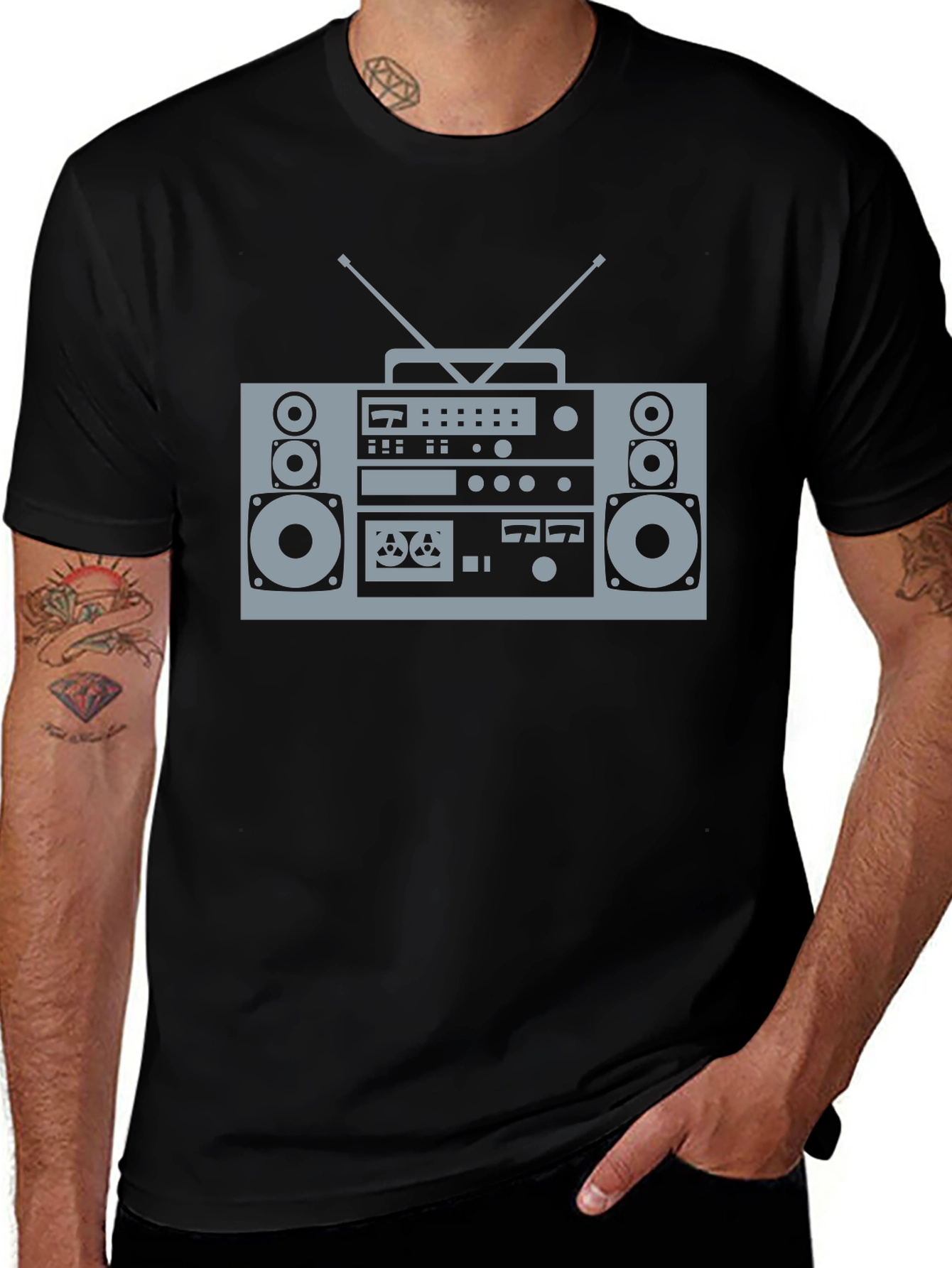 Variant 15 of Retro Boombox Graphic T-Shirt - Vintage Style