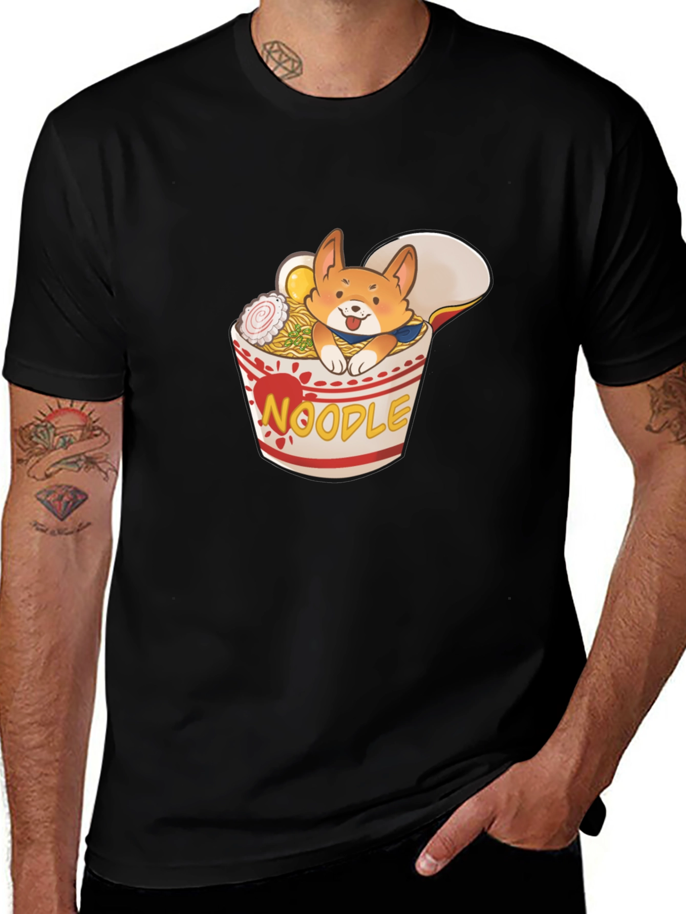 Variant 23 of Noodle Corgi T-Shirt - Ramen Dog Tee
