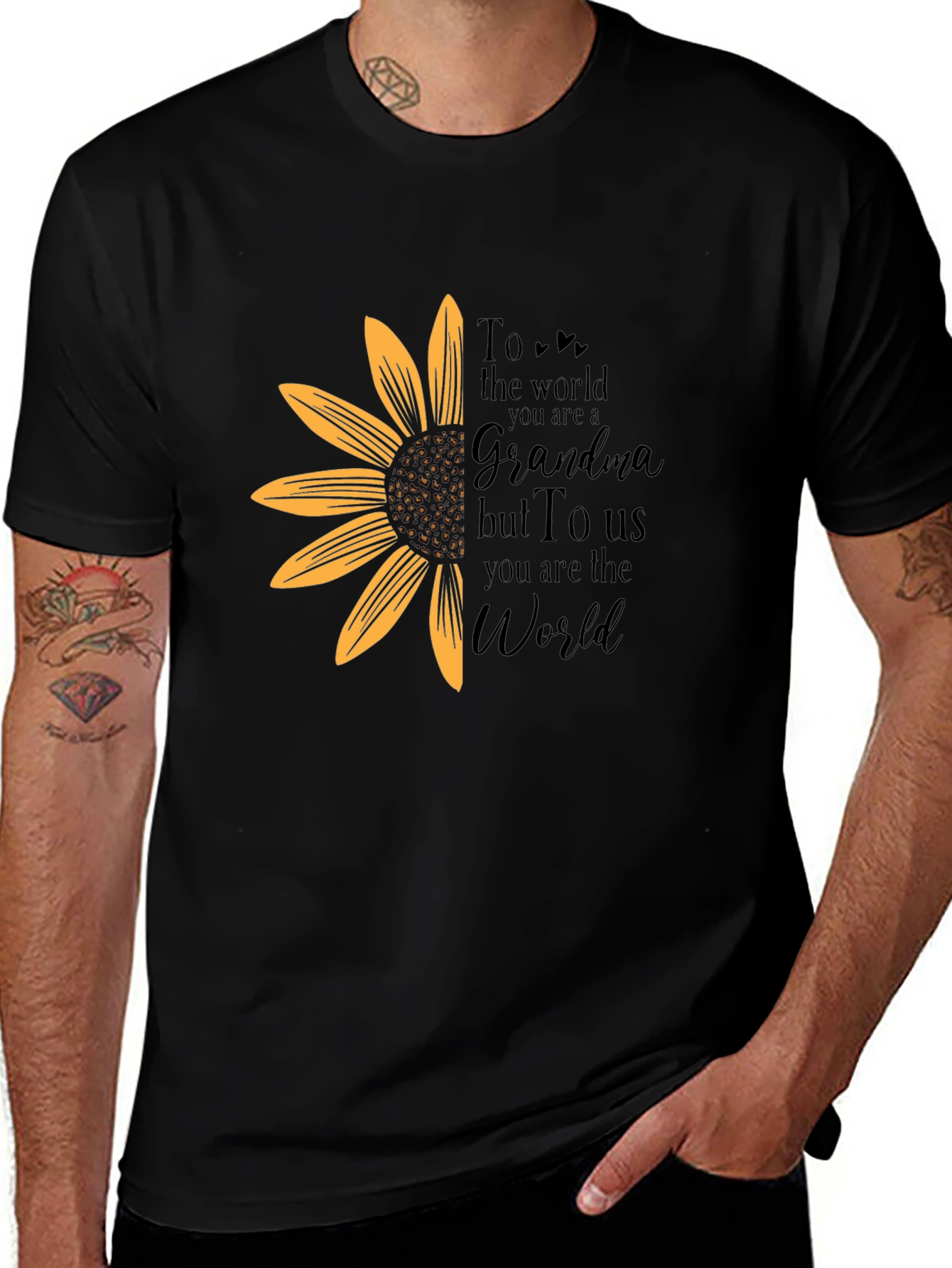 Variant 21 of Grandma Sunflower Graphic Tee - "To the World You Are A Grandma"