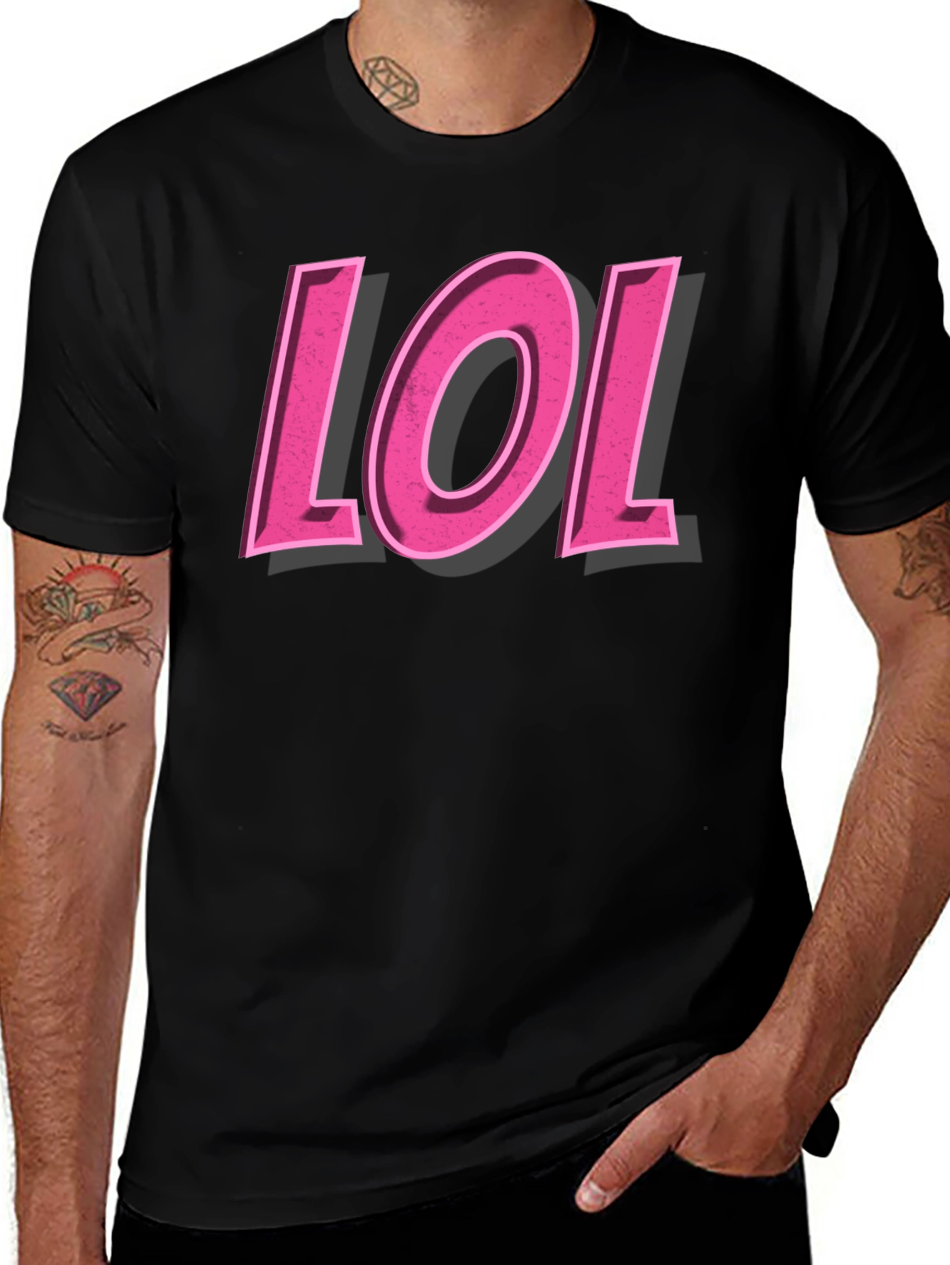 Variant 8 of LOL Graphic Tee - Pink on Black