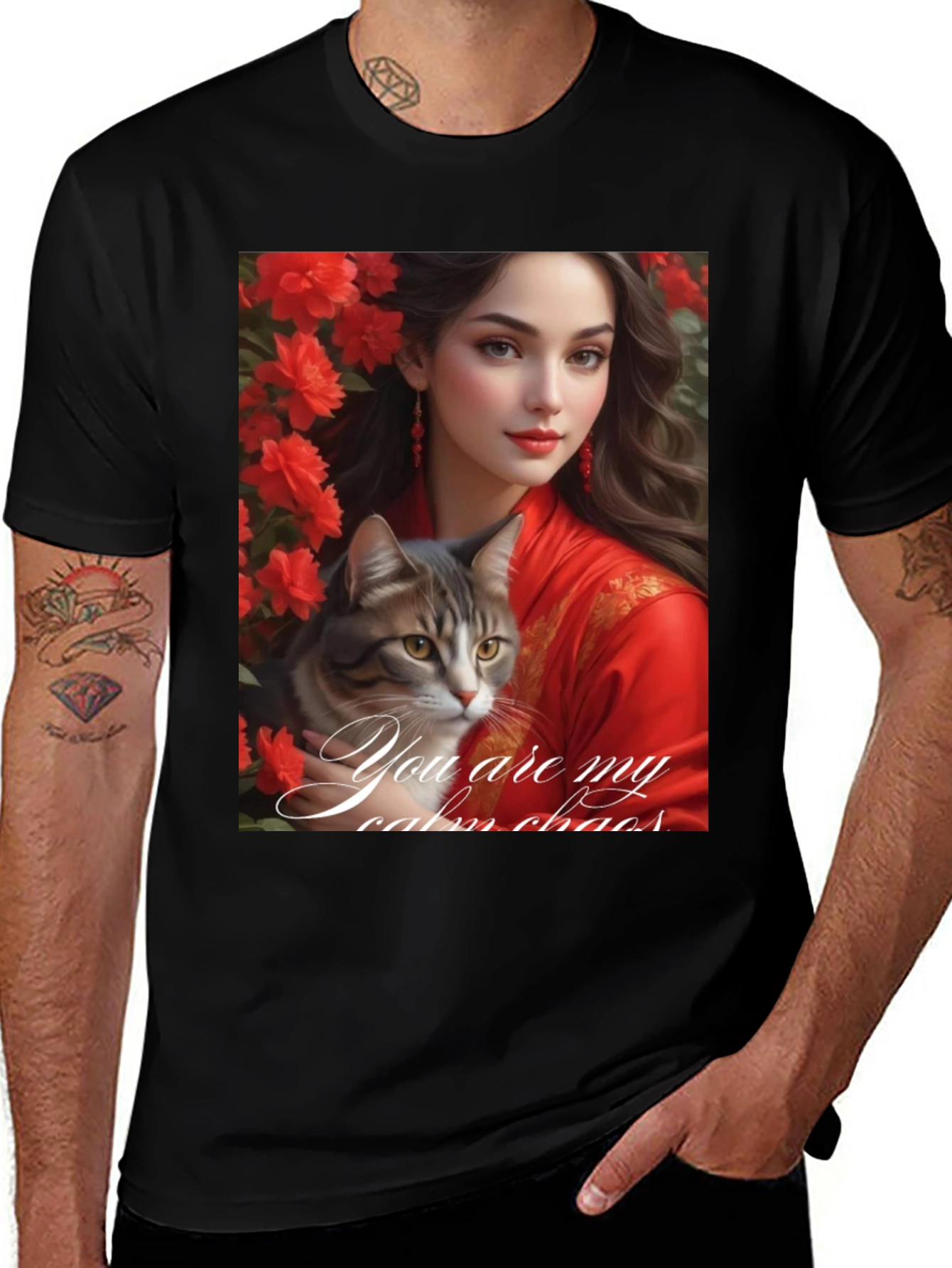 Variant 16 of Cat Lover T-Shirt: 'You Are My Calm Chaos' Design