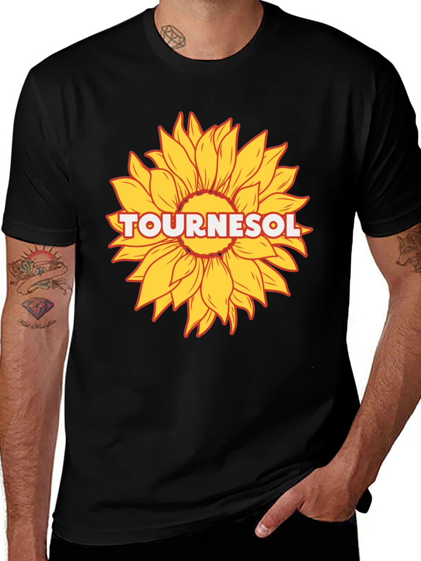 Variant 5 of Tournesol Sunflower Graphic T-Shirt - Black Cotton Tee