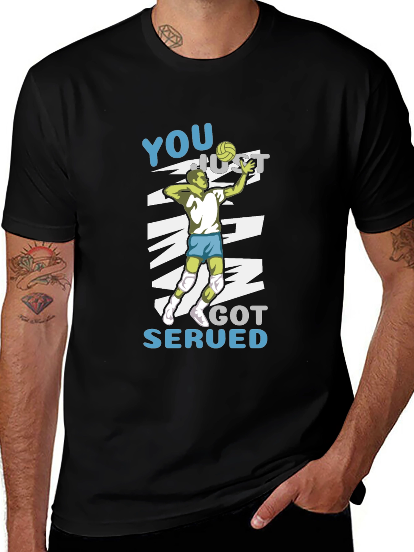 Variant 19 of Volleyball Graphic T-Shirt - You Just Got Served