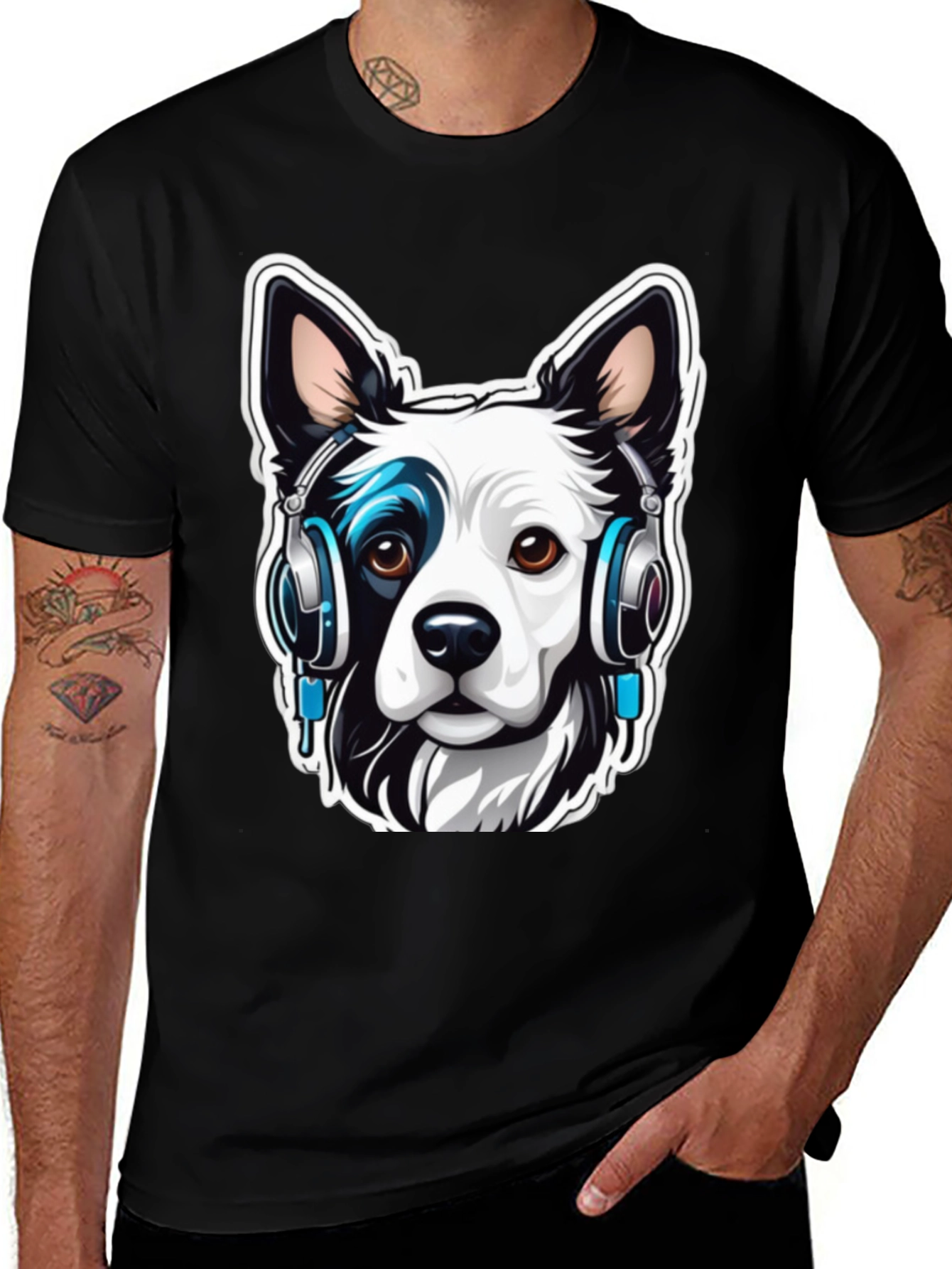Variant 11 of Cool Dog with Headphones Graphic Tee