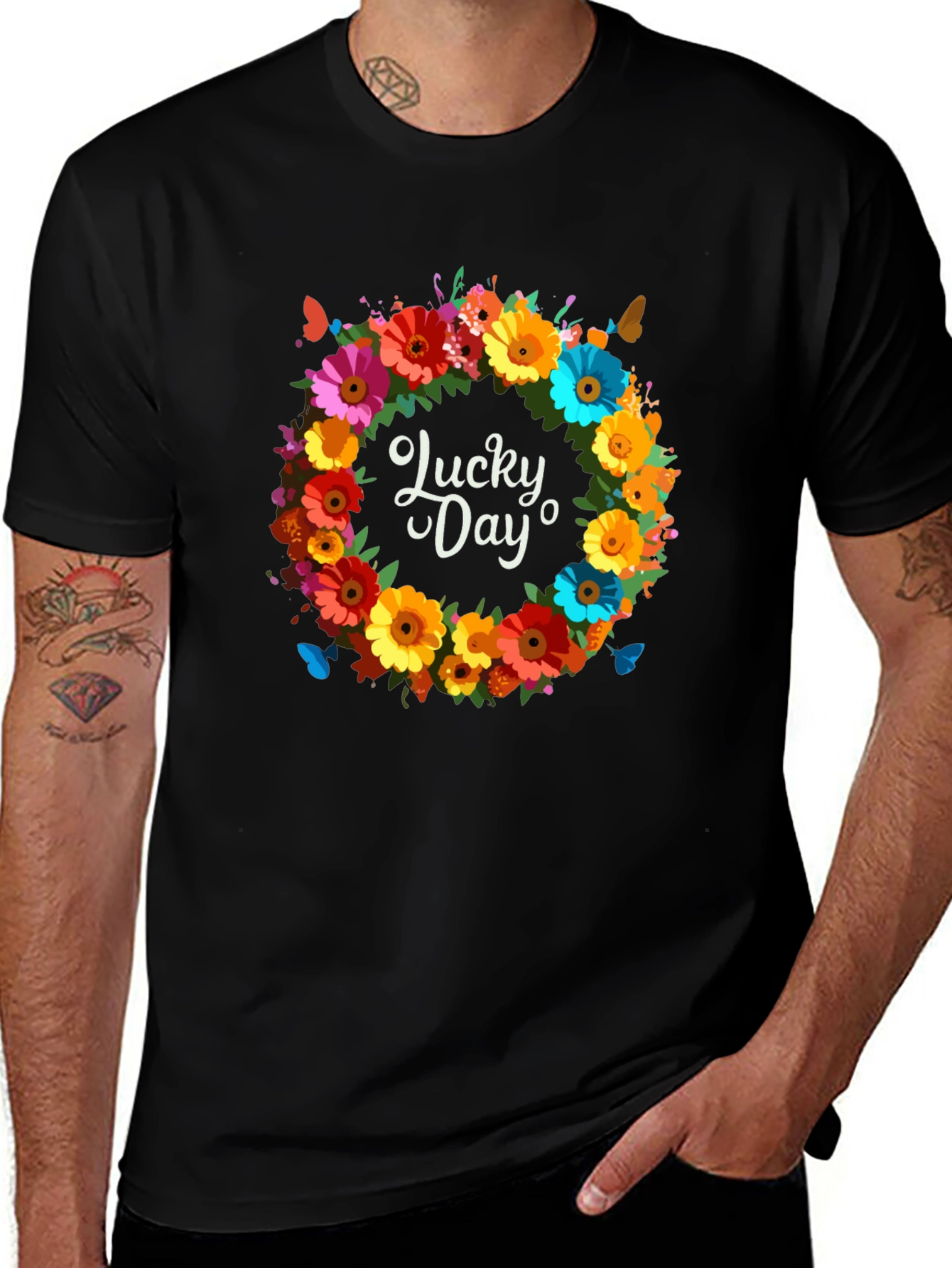 Variant 24 of Lucky Day Floral Wreath Graphic Tee